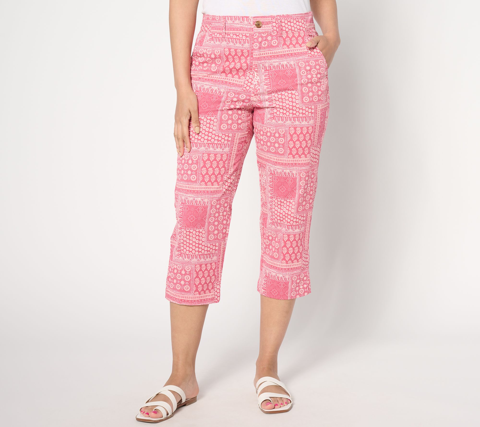 "As Is" Joan Rivers Signature Twill Regular Printed Capri Pants