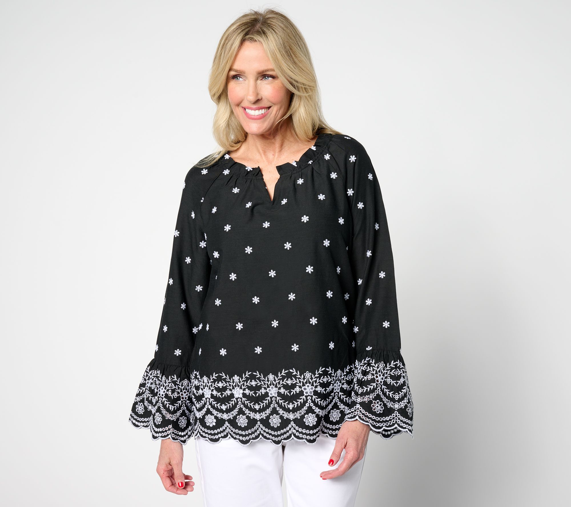 "As Is" Belle by Kim Gravel Daisy Pop Embroidered Blouse