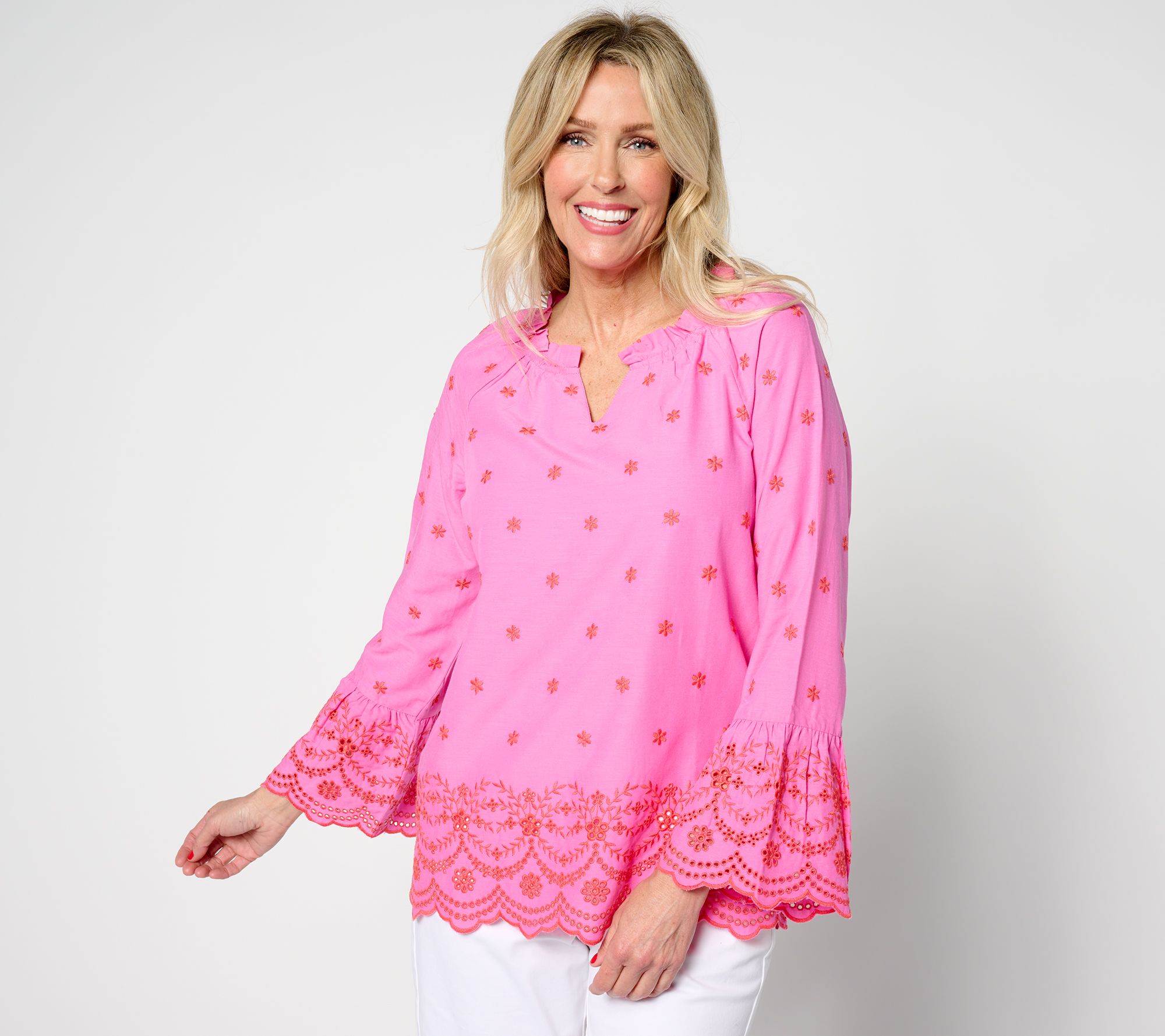 "As Is" Belle by Kim Gravel Daisy Pop Embroidered Blouse