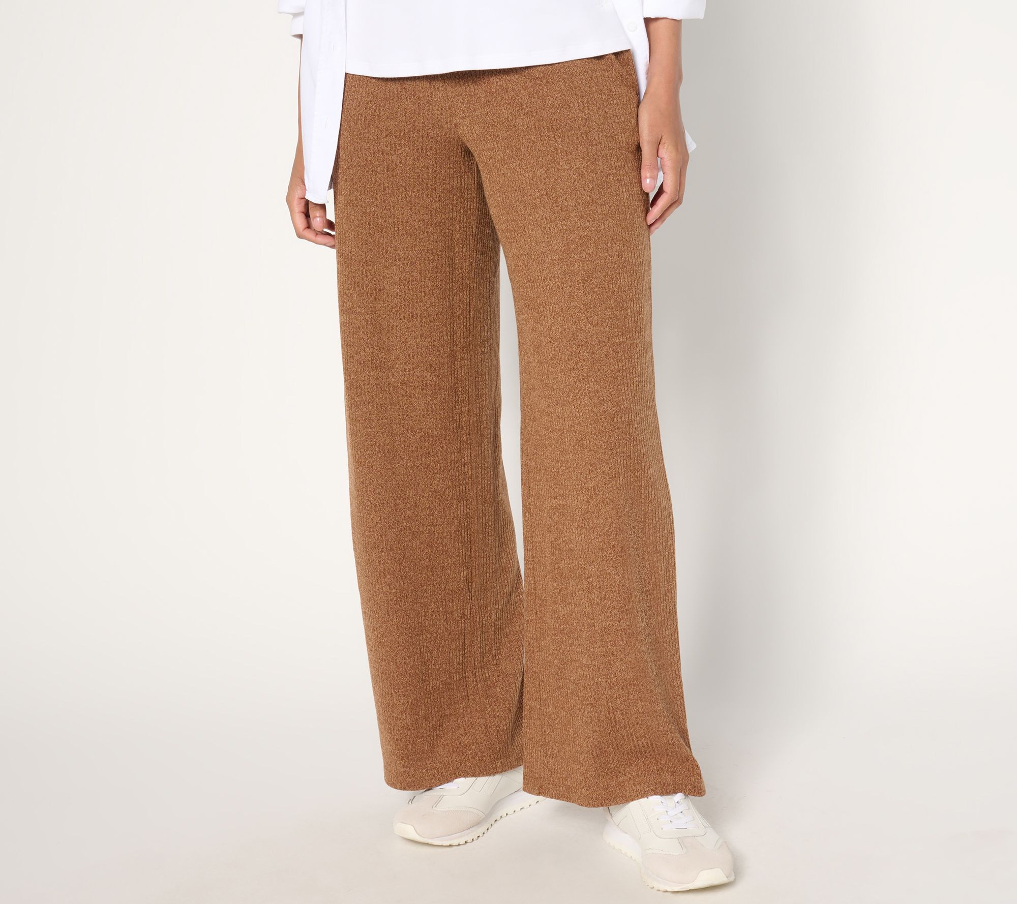 Susan Graver Petite Lifestyle Melange Rib Wide-Leg Pants