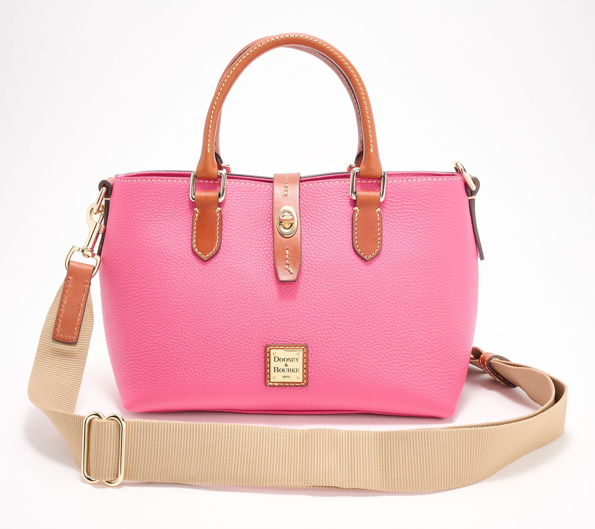 Dooney & Bourke Pebble Leather Satchel with Web Strap
