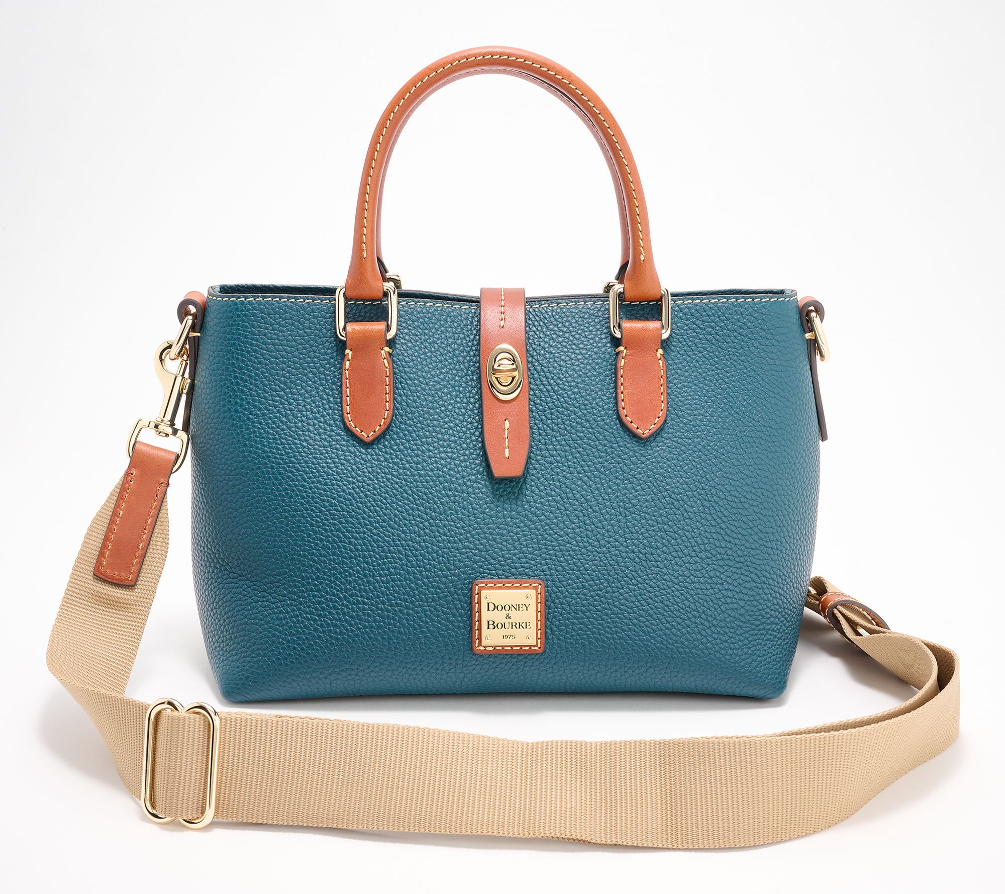Dooney & Bourke Pebble Leather Satchel with Web Strap