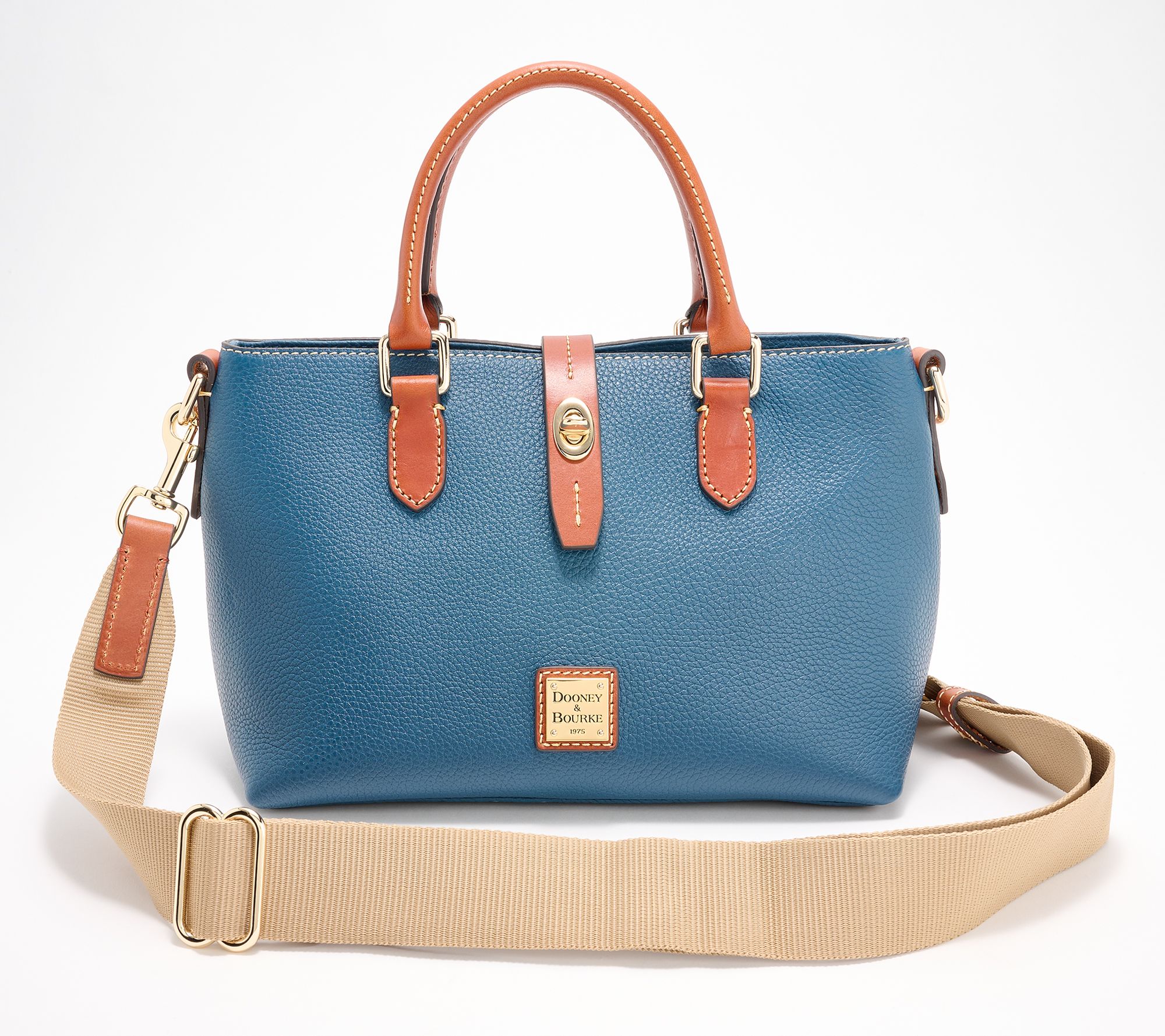 Dooney & Bourke Pebble Leather Satchel with Web Strap