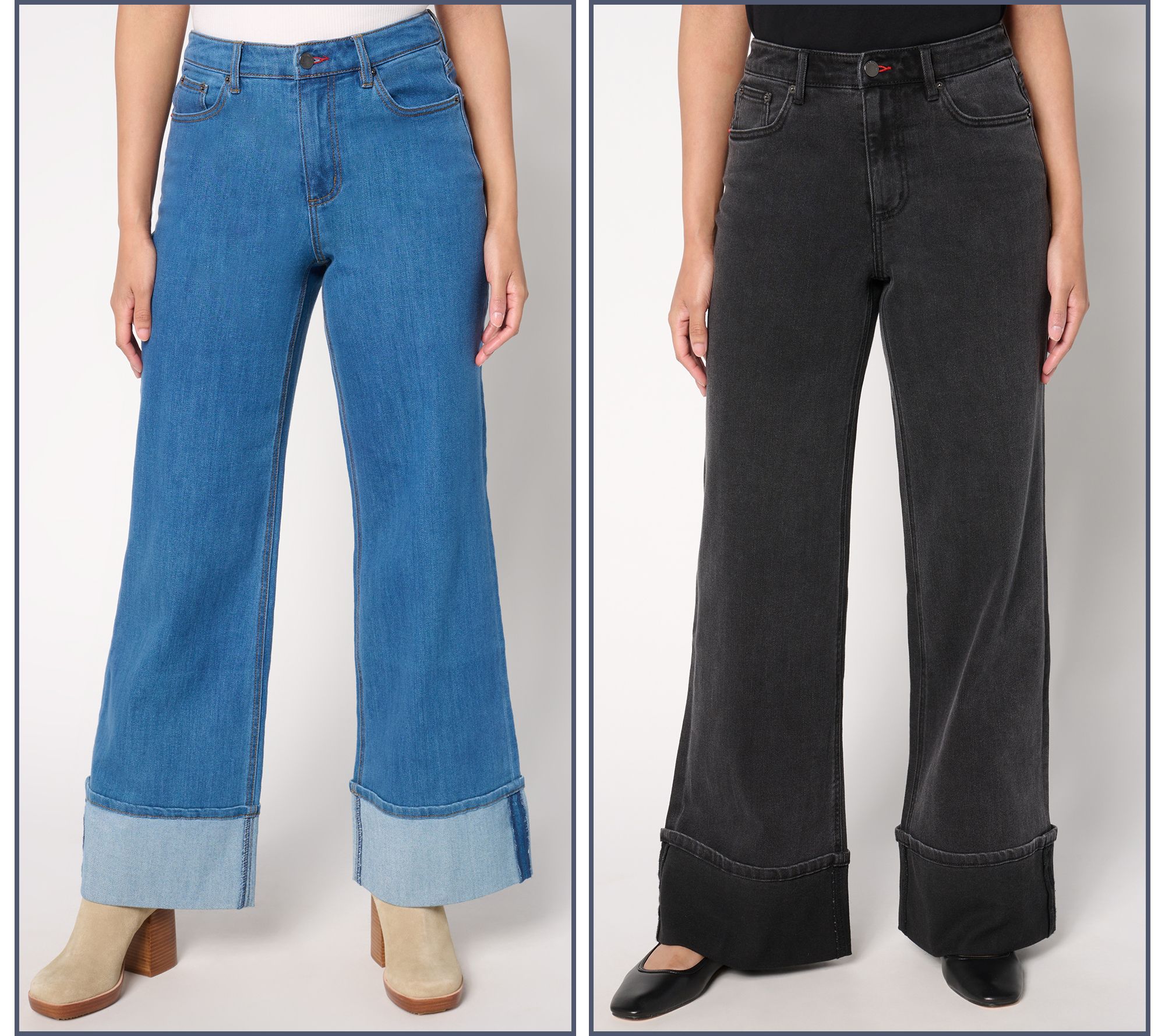 Peace Love World Denim Full Length Cuffed Jeans w/ Back