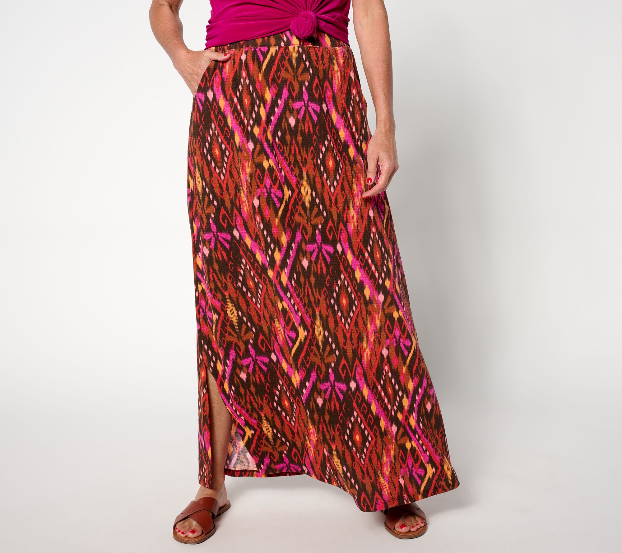 "As Is" Denim & Co. By the Beach Petite Jersey Knit Gauze Skirt