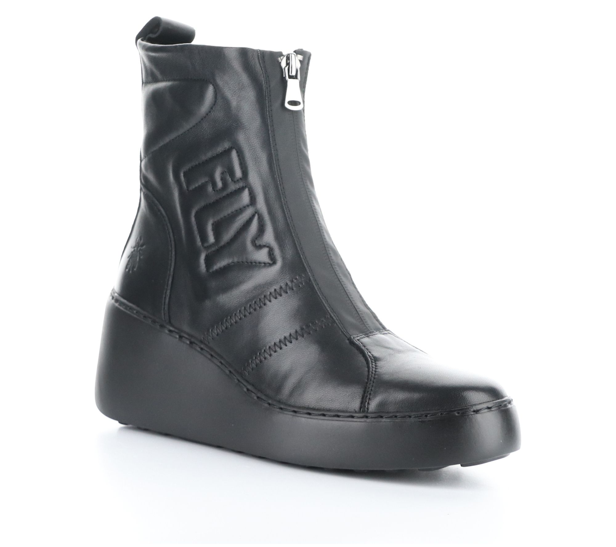 Fly London Leather Front Zip Wedge Boot- Drim