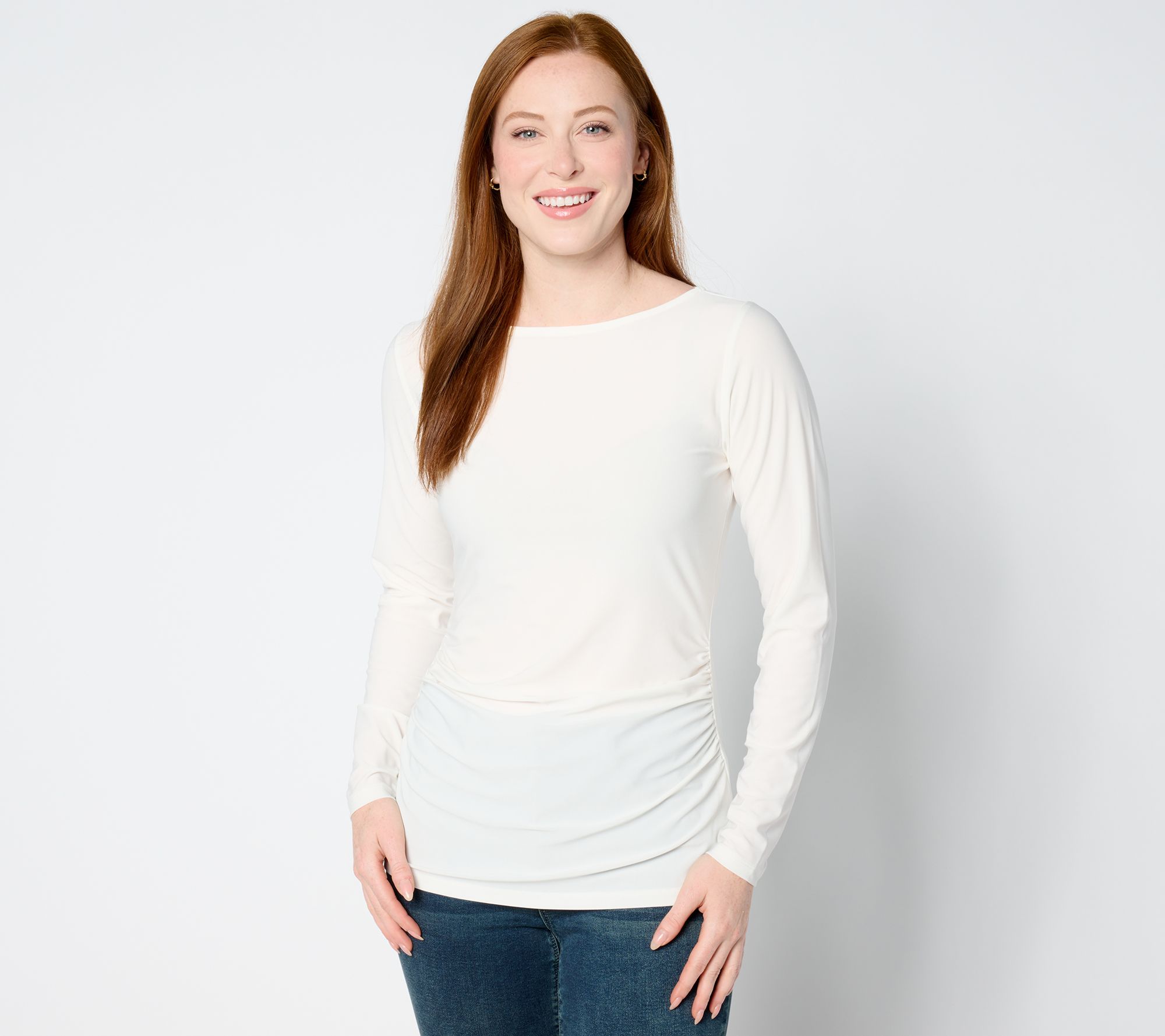 "As Is" Dennis Basso Italia Knit Top with Shirring Detail