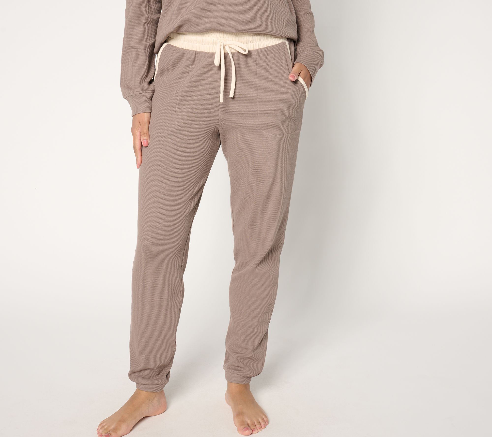 AnyBody Petite Cozy Knit Waffle Ankle Joggers