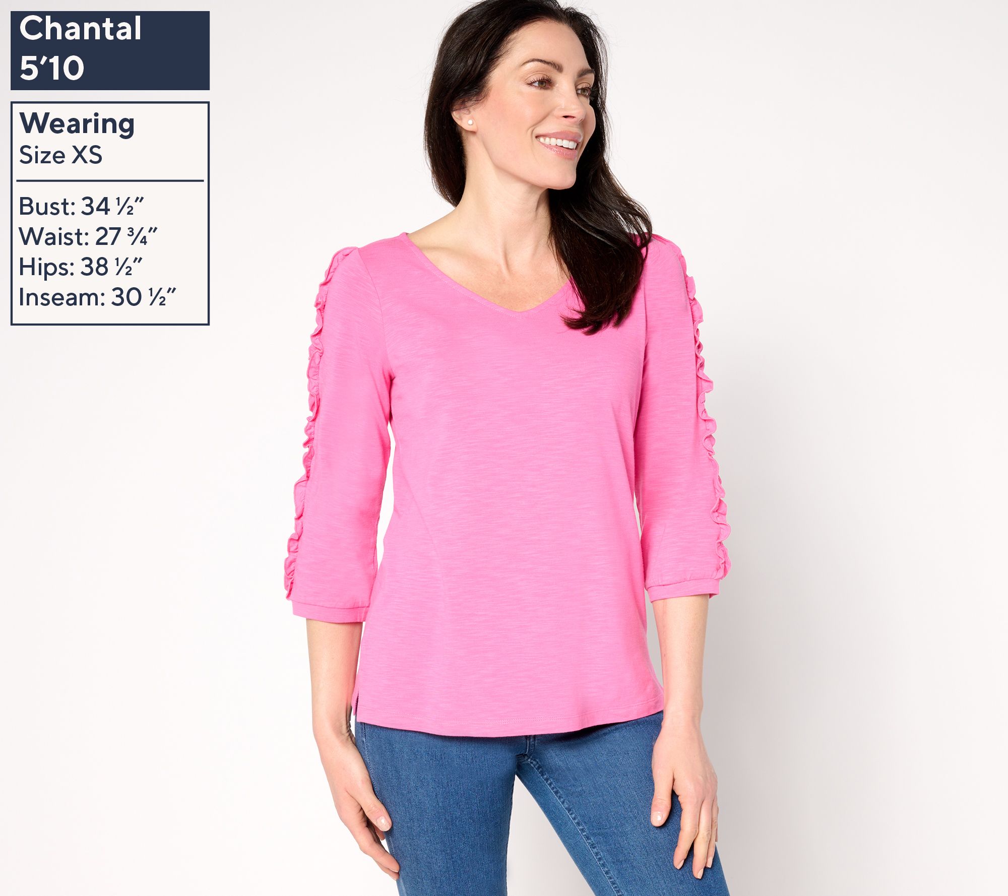 Belle by Kim Gravel Slub Knit Fun Starts Here Ruffle Top