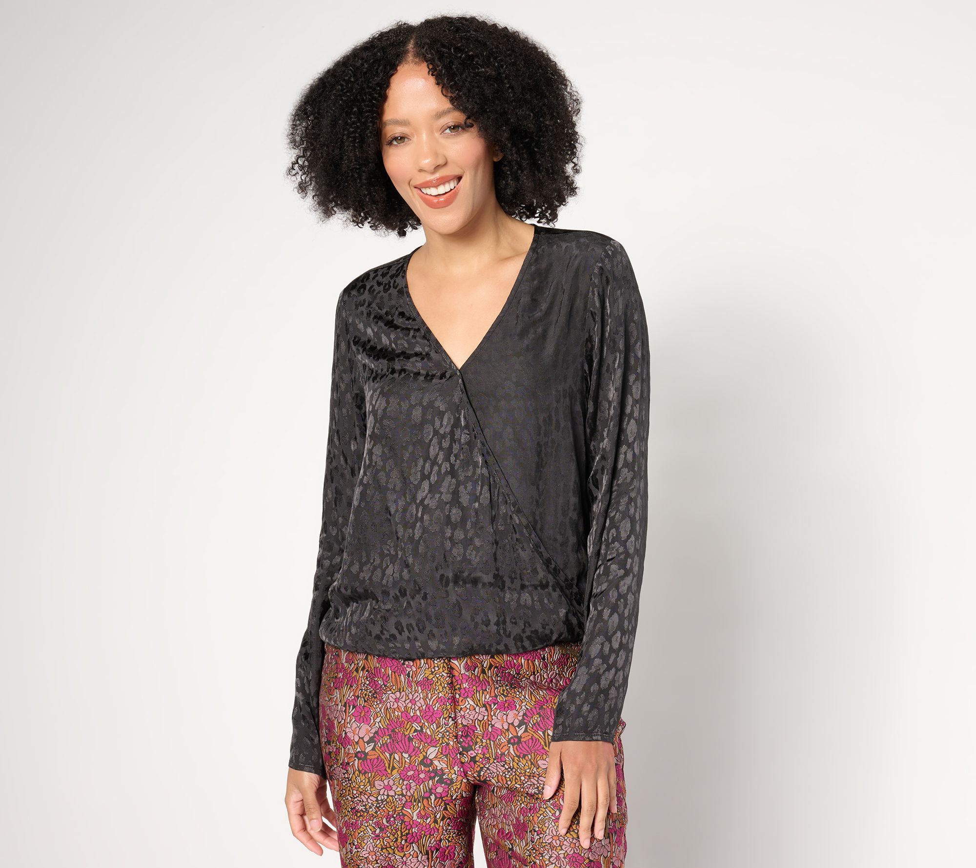 "As Is" by Stacy London Drapey Jacquard Twist Front Top