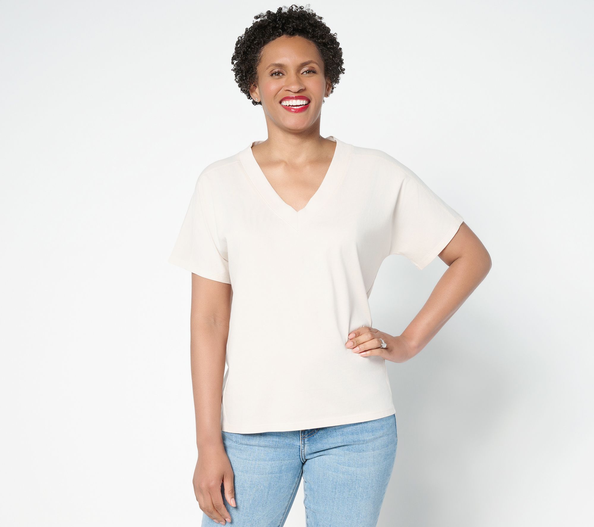 Peace Love World Boheme Sueded Cotton Mixed Media Dolman Tee