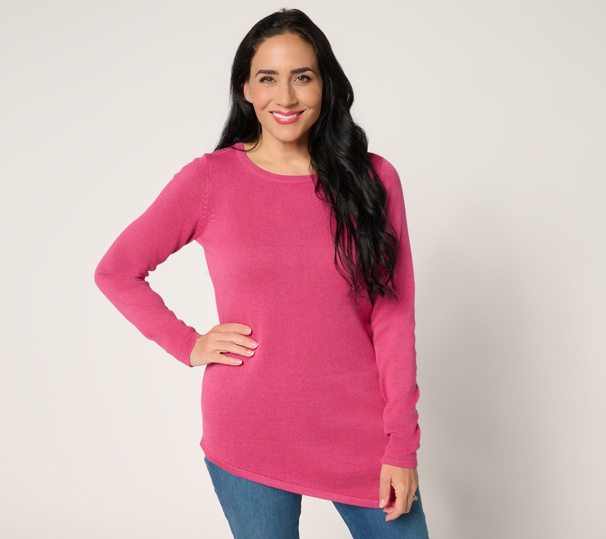 Belle by Kim Gravel Asymmetrical Hem Heathered Sweater