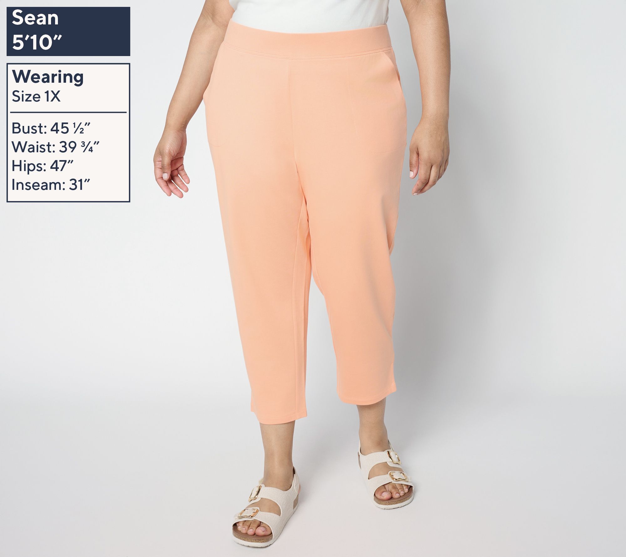 Denim & Co. EasyWear French Terry Crop Pant w/ Side Slits - QVC.com