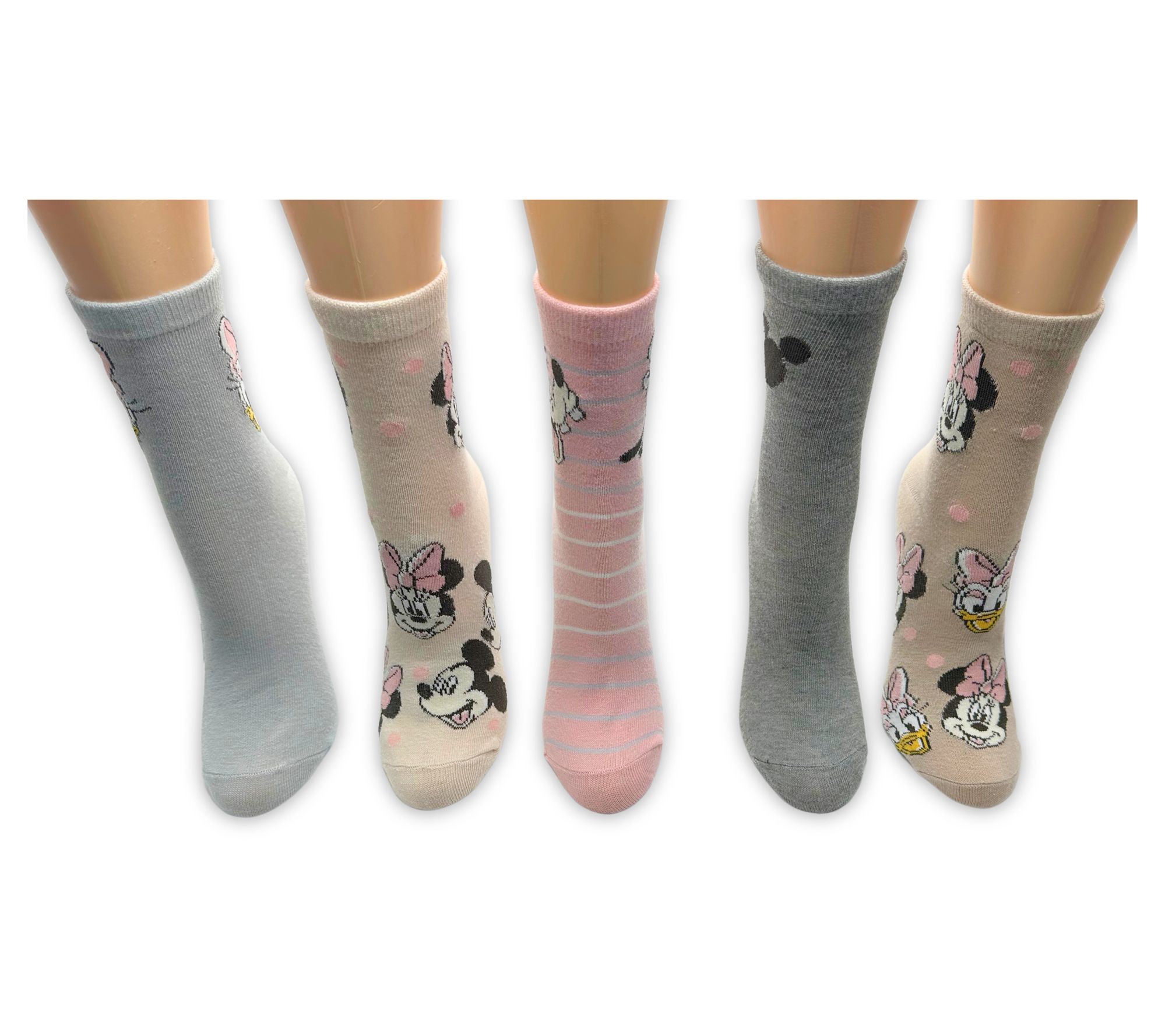 Disney Ladies' Set of 5 Minnie Mouse & Friends apri Sock Set