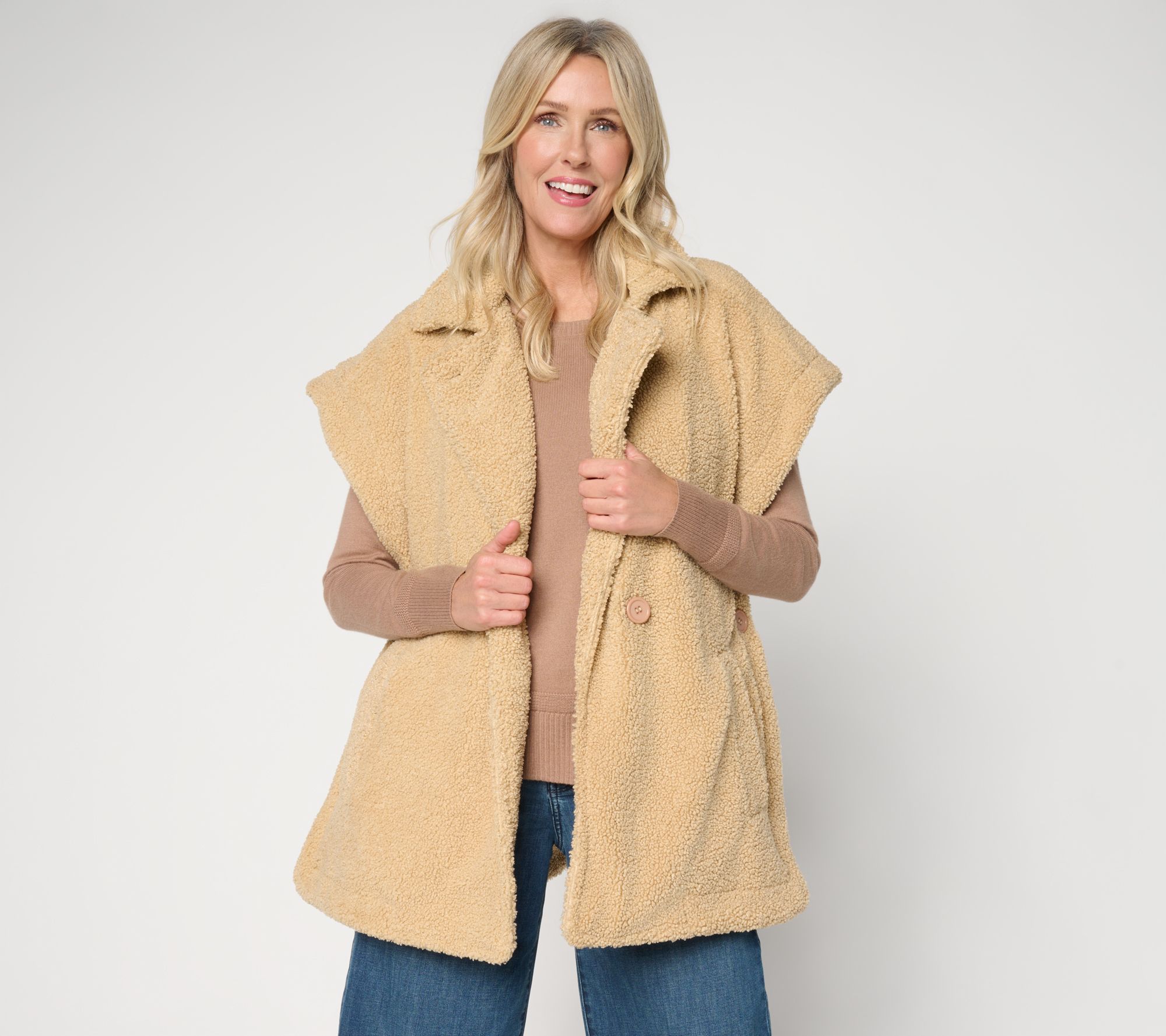 Sprigs Boucle Teddy Vest with Button