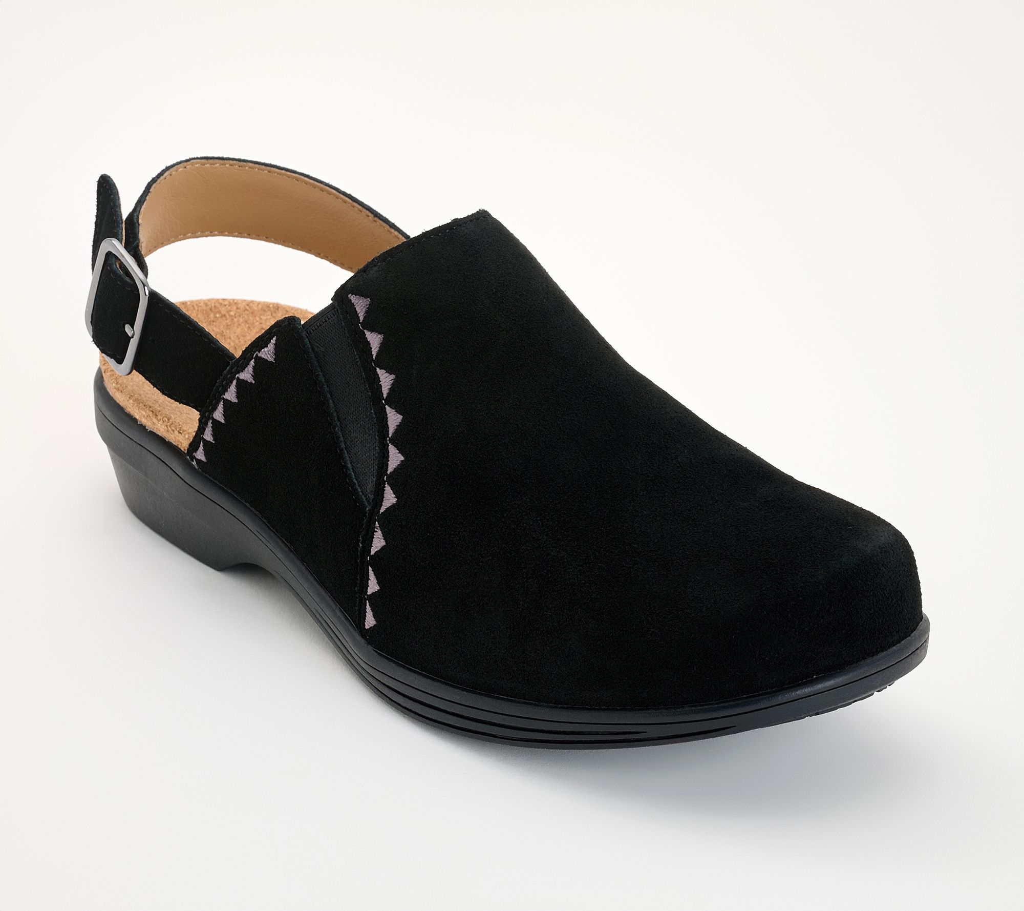 Revitalign Orthotic Suede Back-Strap Clogs - Gardenia