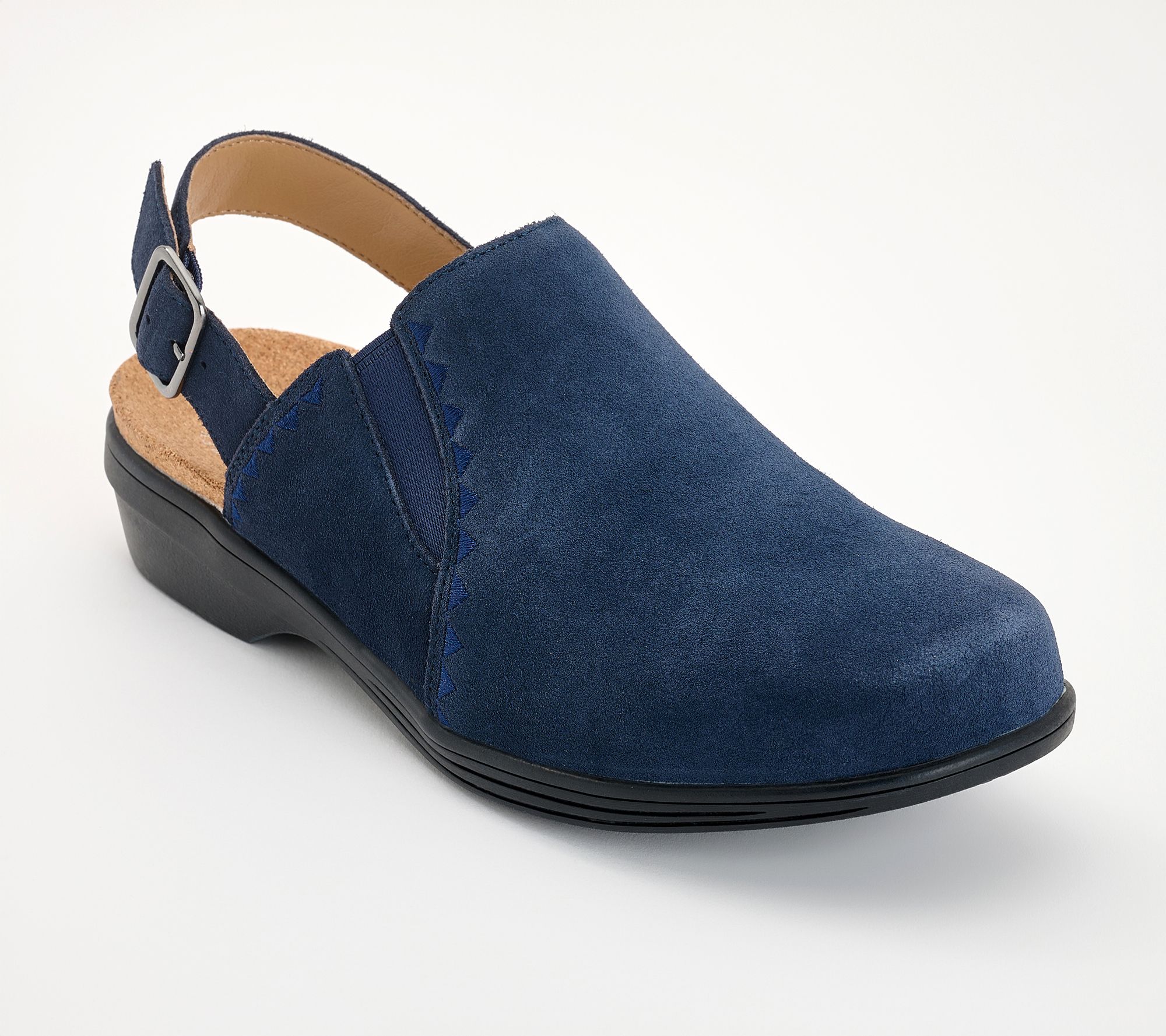 Revitalign Orthotic Suede Back-Strap Clogs - Gardenia