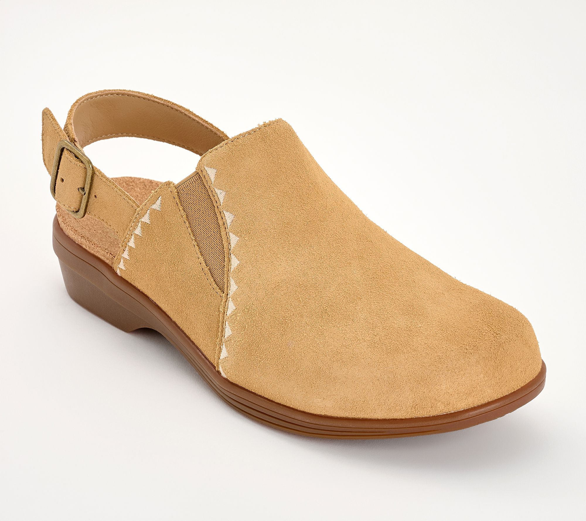 Revitalign Orthotic Suede Back-Strap Clogs - Gardenia