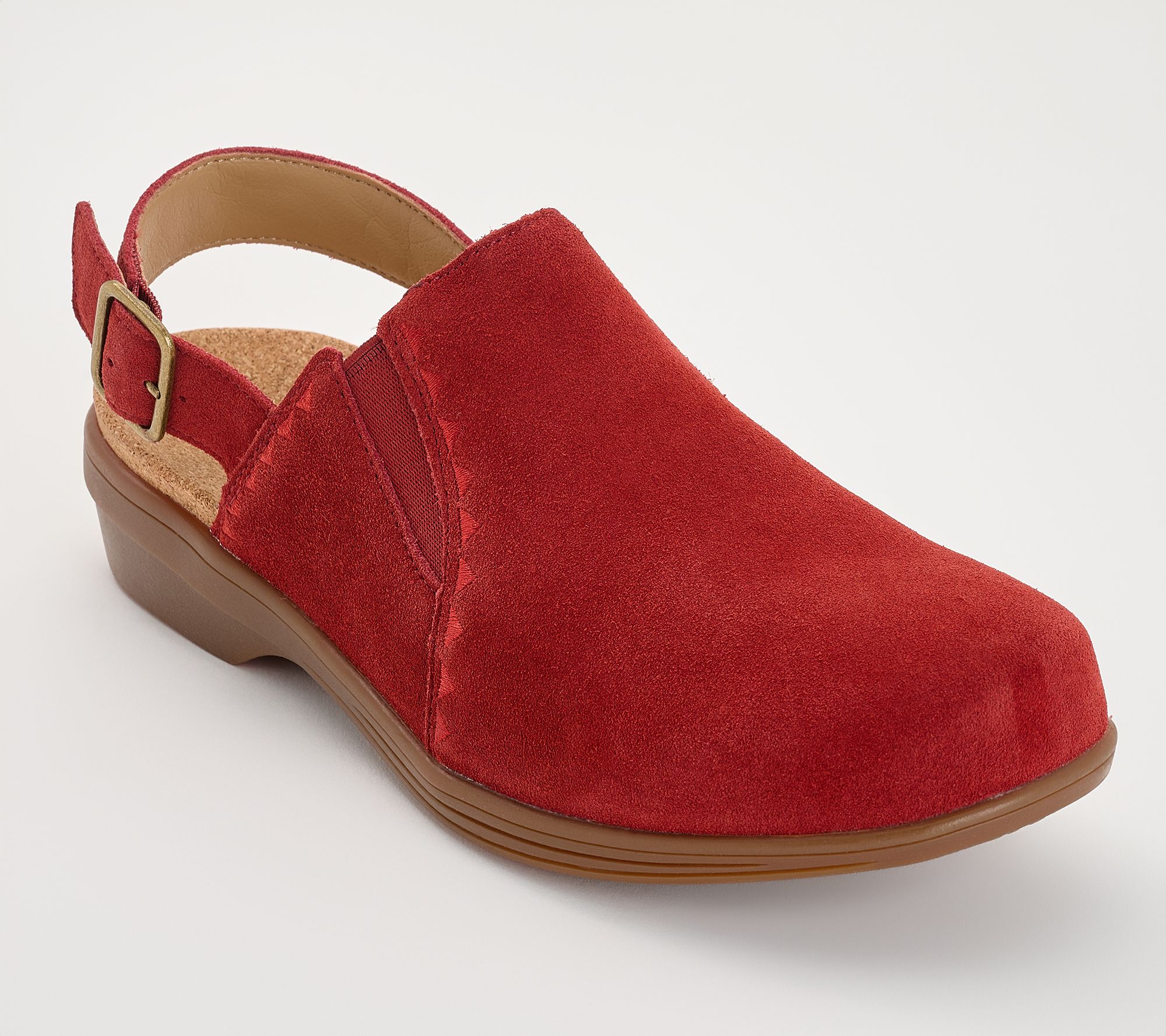 Revitalign Orthotic Suede Back-Strap Clogs - Gardenia