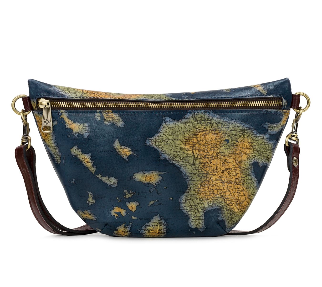 Patricia Nash Tinchi Sling Greek Map Leather Belt Bag