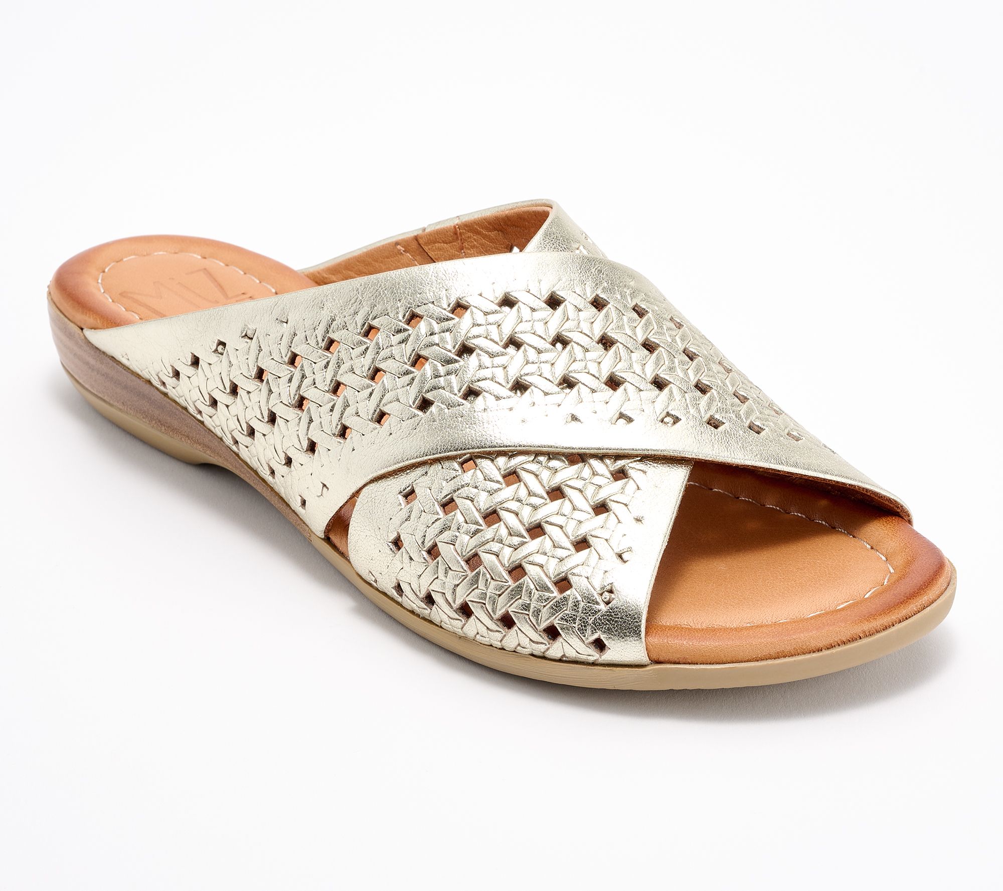 "As Is" Miz Mooz Leather Crossover Slide Sandals- Jaylene