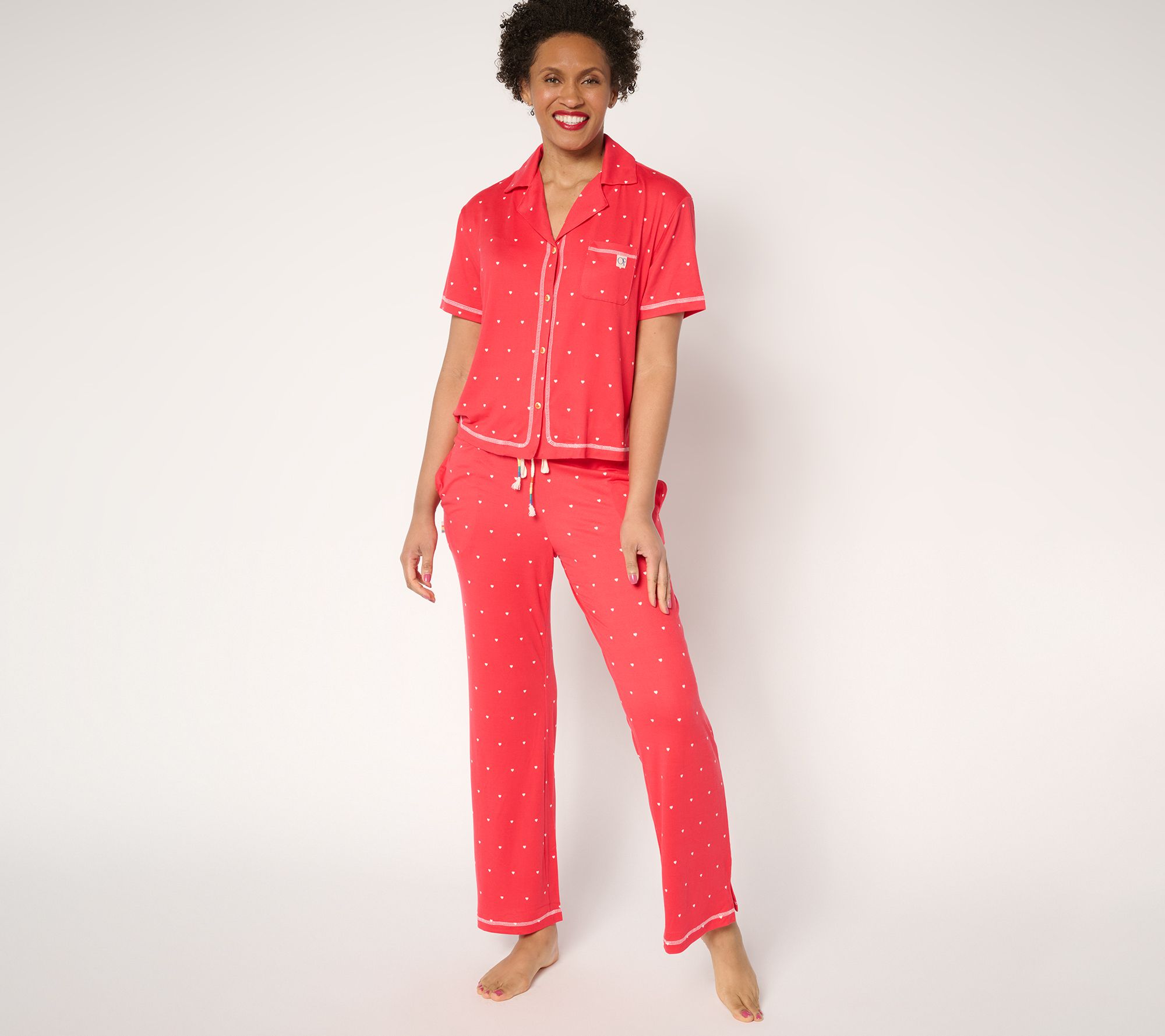 "As Is" Ocean Pacific Short Sleeve Notch Collar & Pant Pajama Set