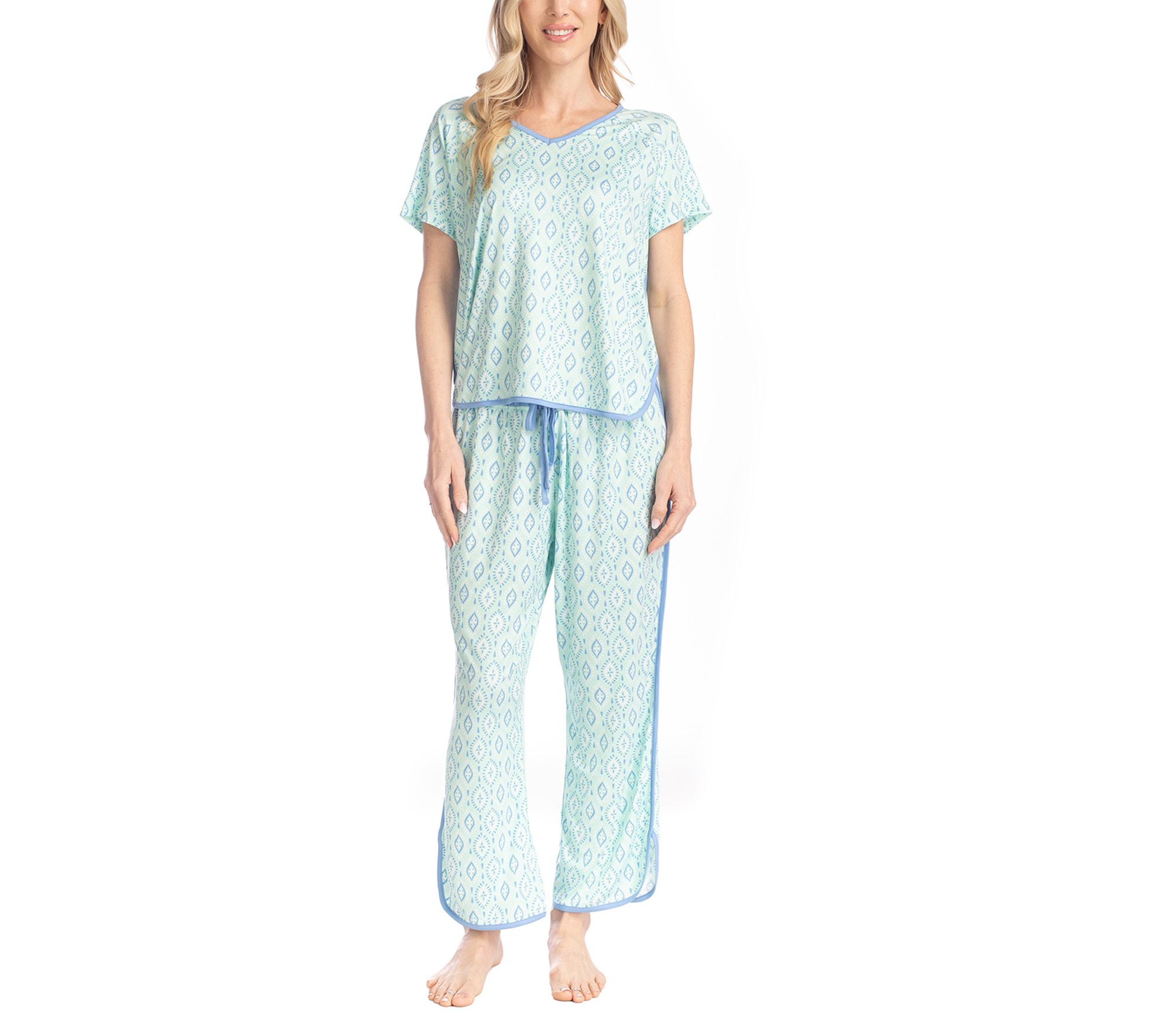 MUK LUKS Fun in the Sun Cloud Knit Tee & Cropped Pants Set