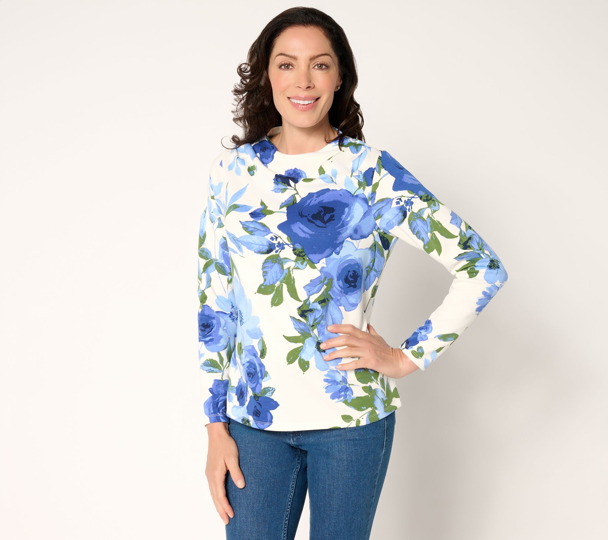 BEAUTIFUL by Lawrence Zarian Printed Scuba Funnel Neck Pullover