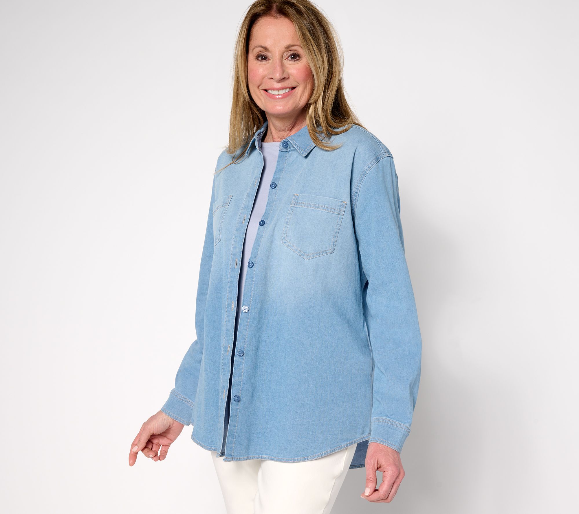 "As Is" Martha Stewart Signature Button Indigo Denim Shirt