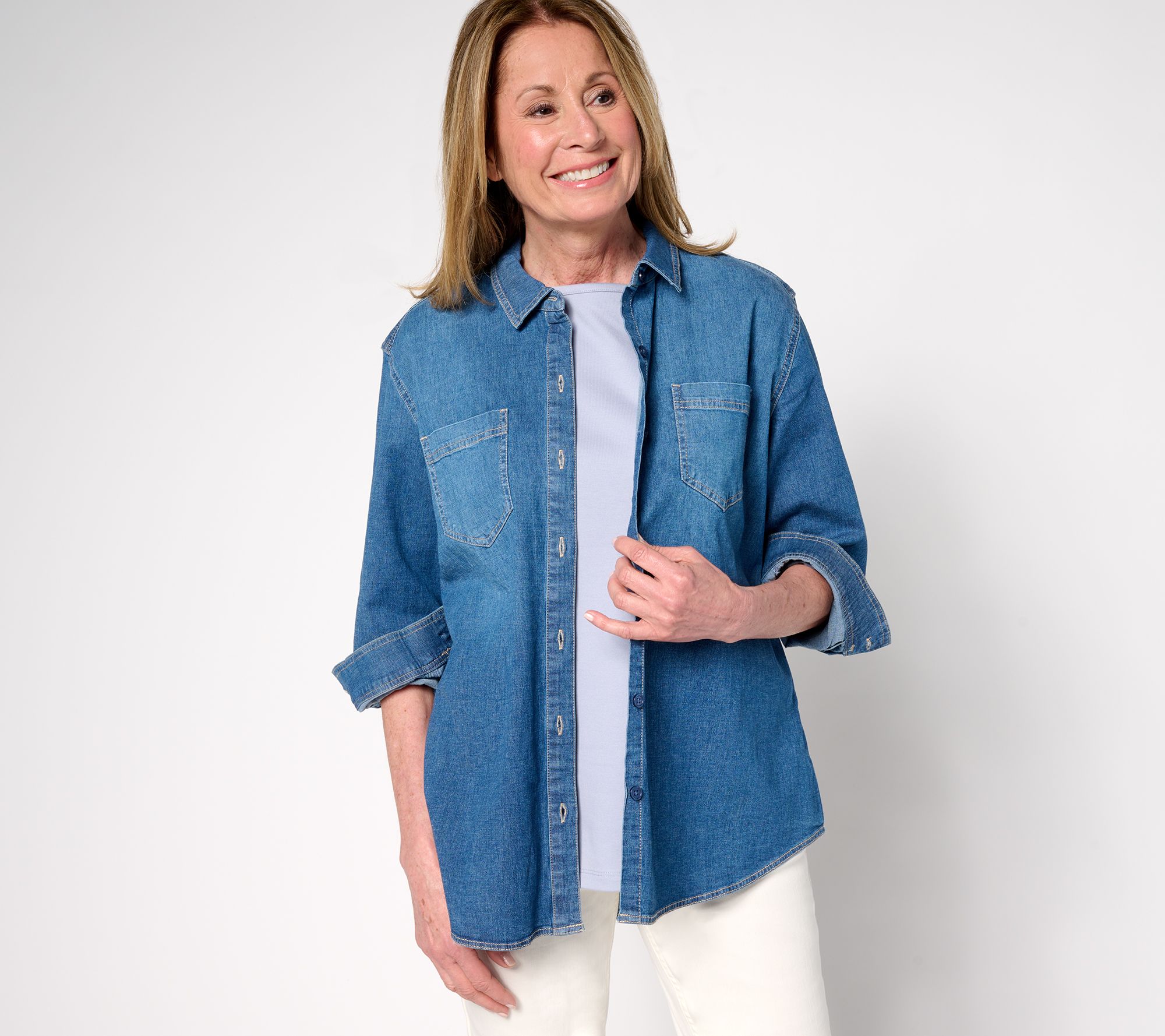 "As Is" Martha Stewart Signature Button Indigo Denim Shirt