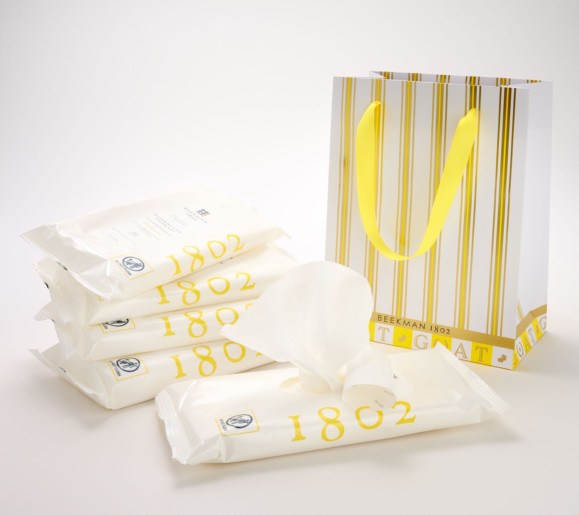 Beekman 1802 the GOAT 5pc Face & Body Wipes w/ Gift Bag