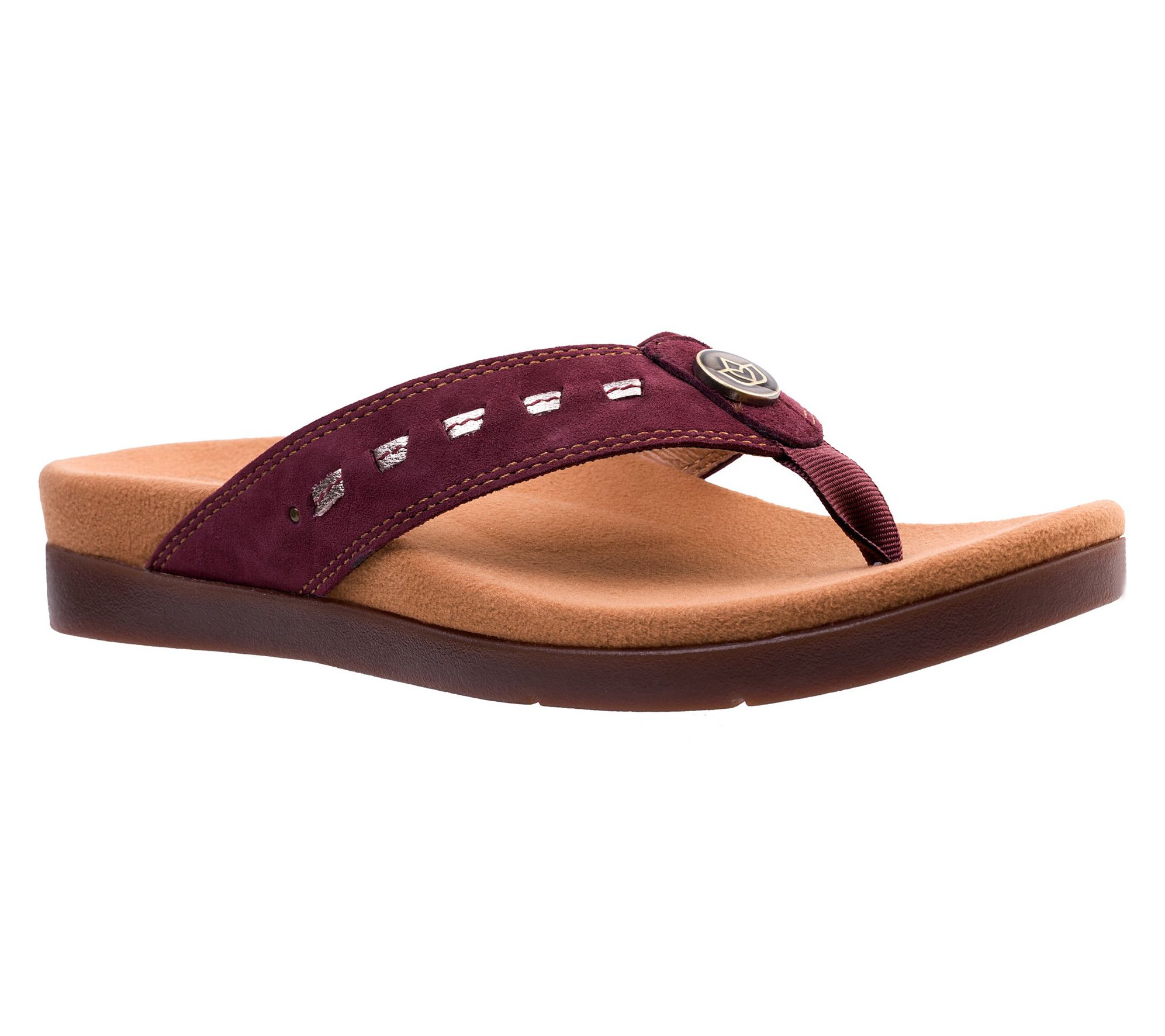  Spenco Orthotic Suede Thong Sandals - Laguna Stud '22