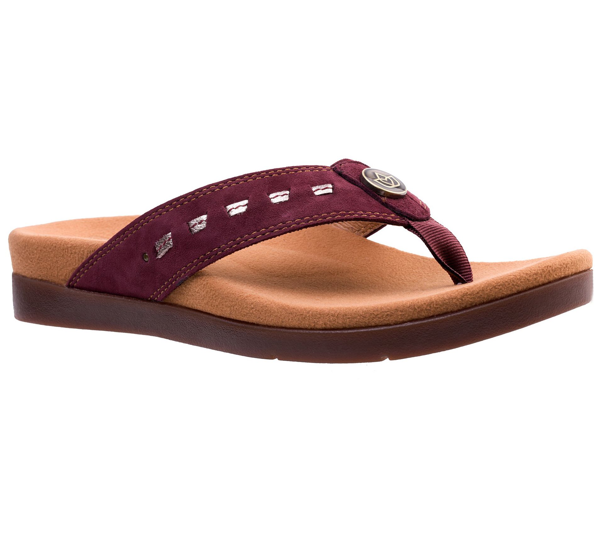 Spenco Orthotic Suede Thong Sandals - Laguna Stud '22