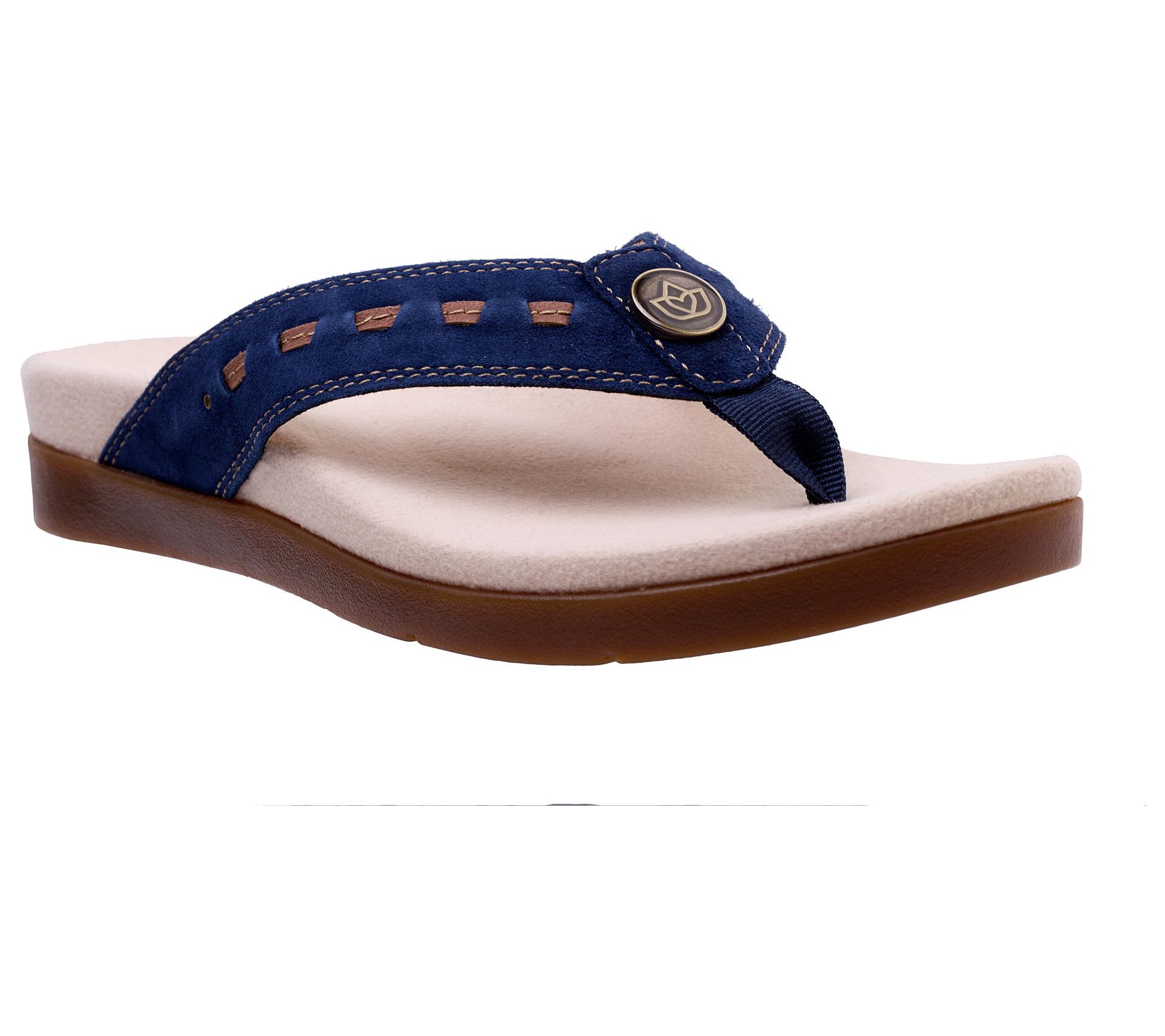 Spenco Orthotic Suede Thong Sandals - Laguna Stud '22