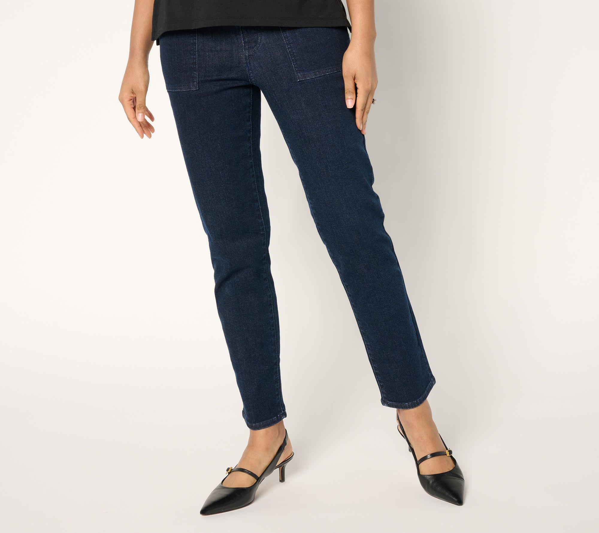 "As Is" Women with Control Reg Contour Curves Straight Leg Jeans