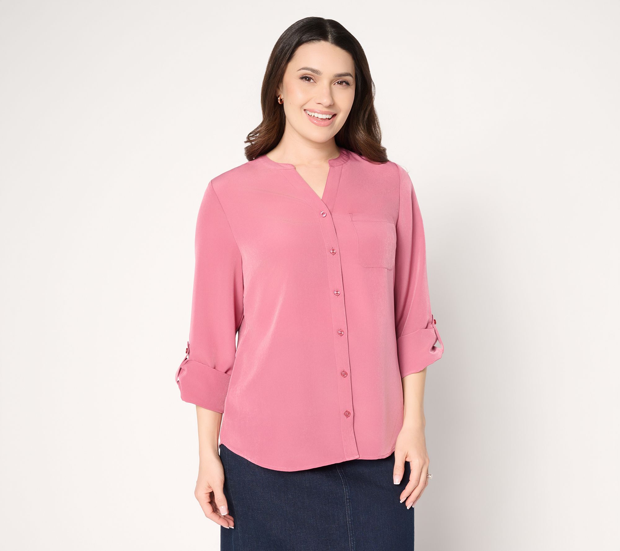 Denim & Co. Essentials Utility Button Front Shirt