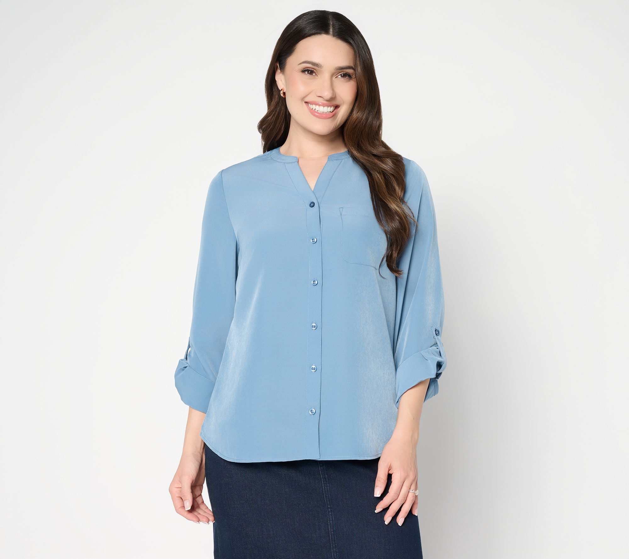 Denim & Co. Essentials Utility Button Front Shirt
