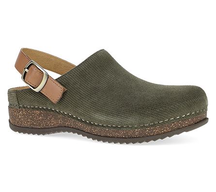 Dansko Merrin Olive Embossed Suede Clog