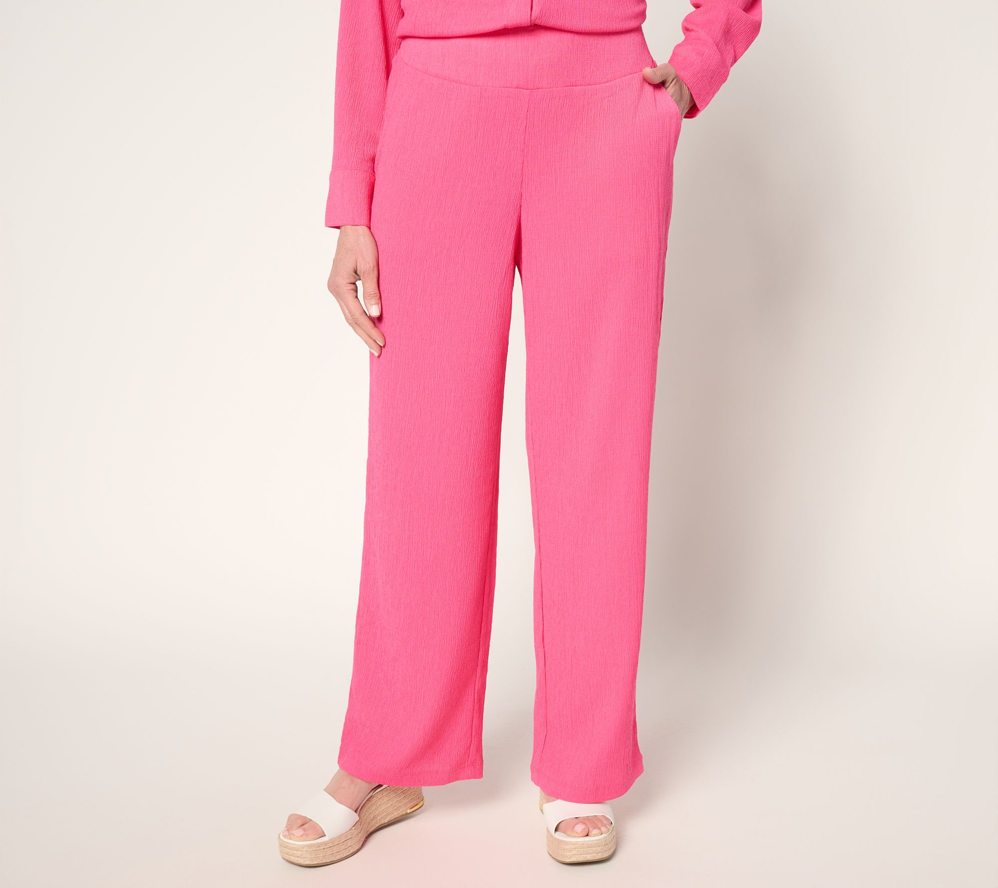 "As Is" Brandis Dress Out Loud Reg Caribbean Crinkle Wide Leg Pants