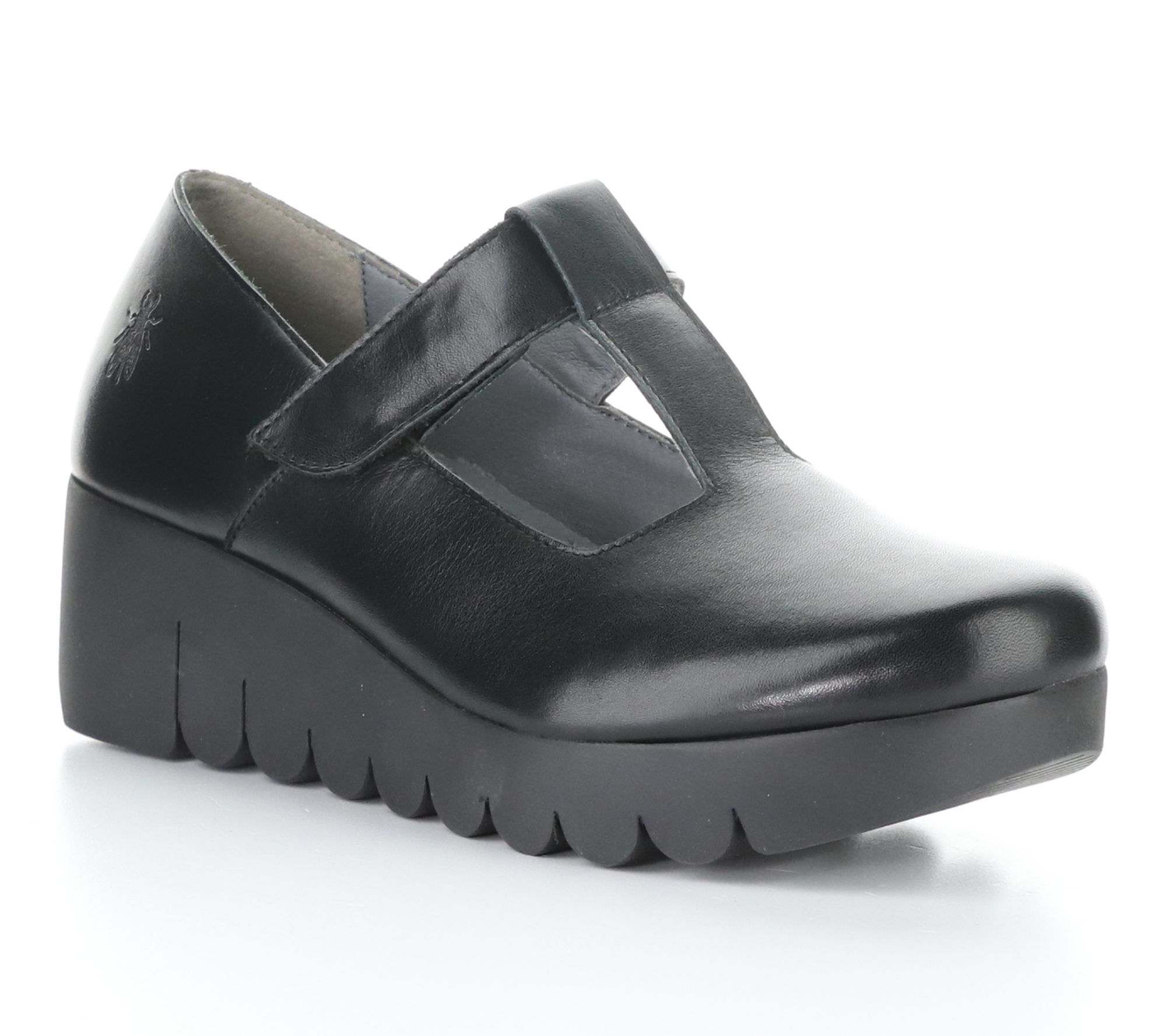 Fly London Burn Leather Mary Jane Wedge