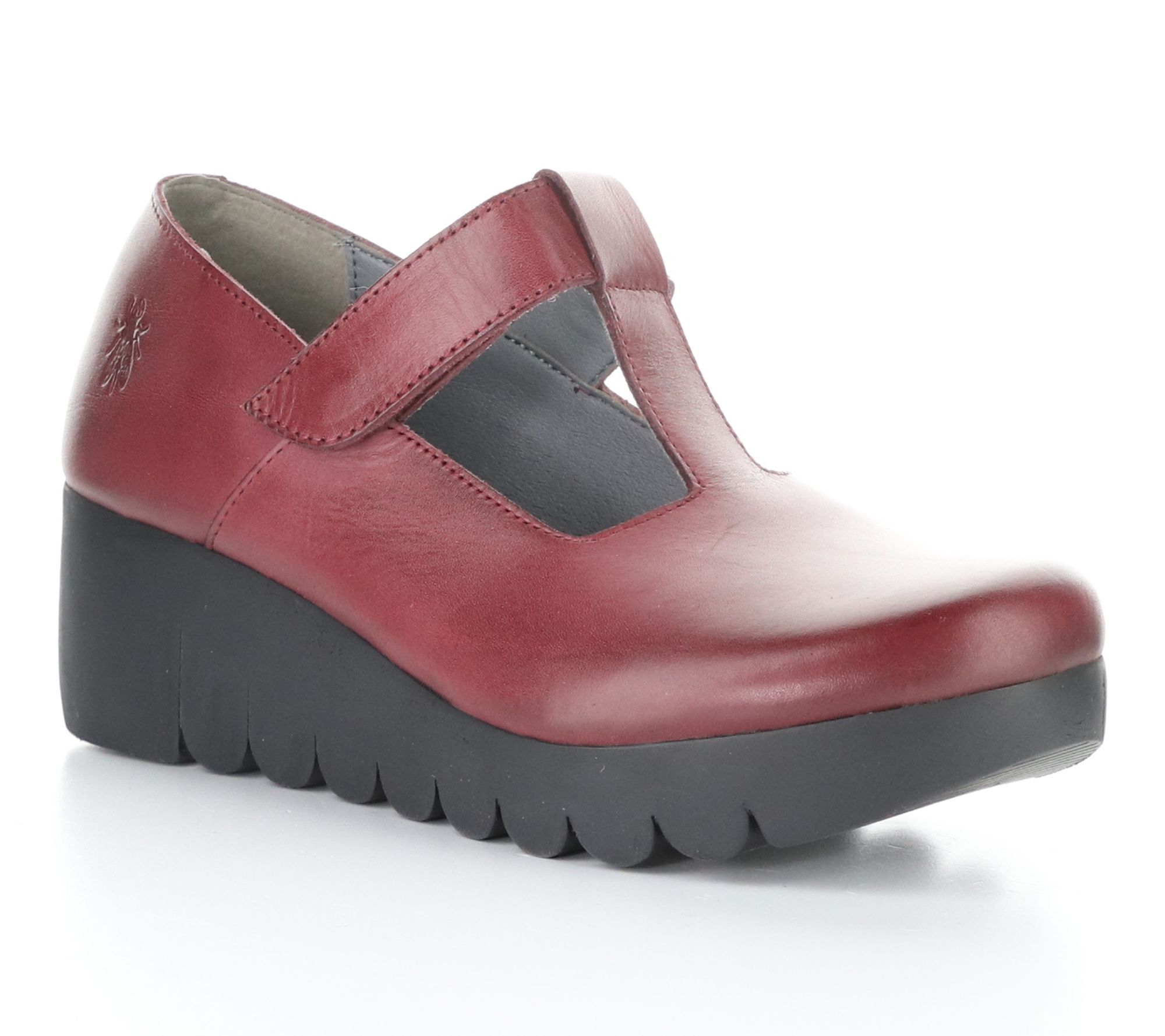 Fly London Burn Leather Mary Jane Wedge