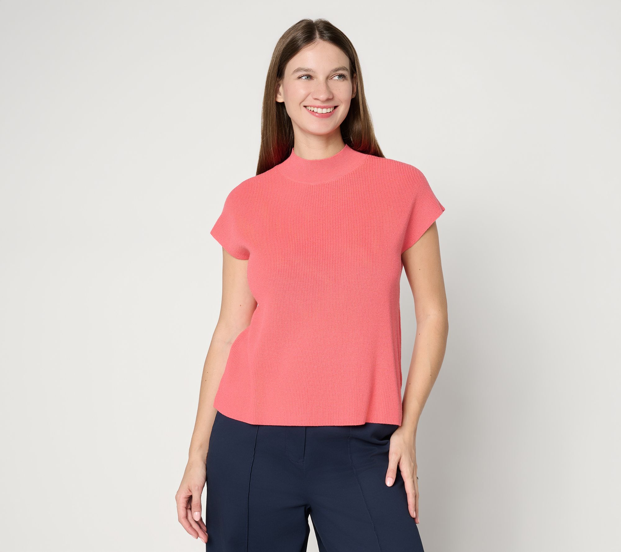 Carla Rockmore Collection Seasonless Yarn Mock Neck Dolman Sweater