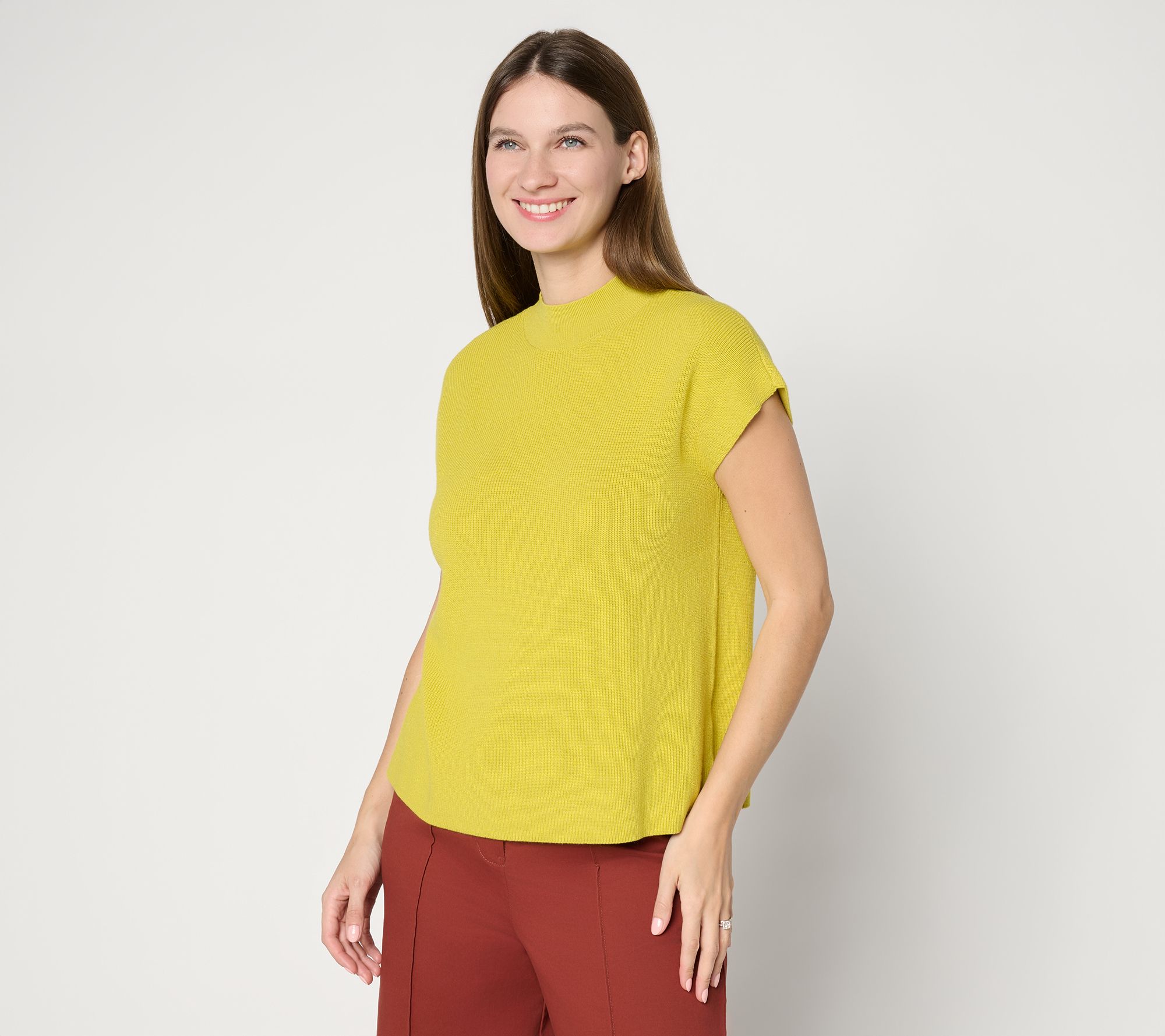 Carla Rockmore Collection Seasonless Yarn Mock Neck Dolman Sweater