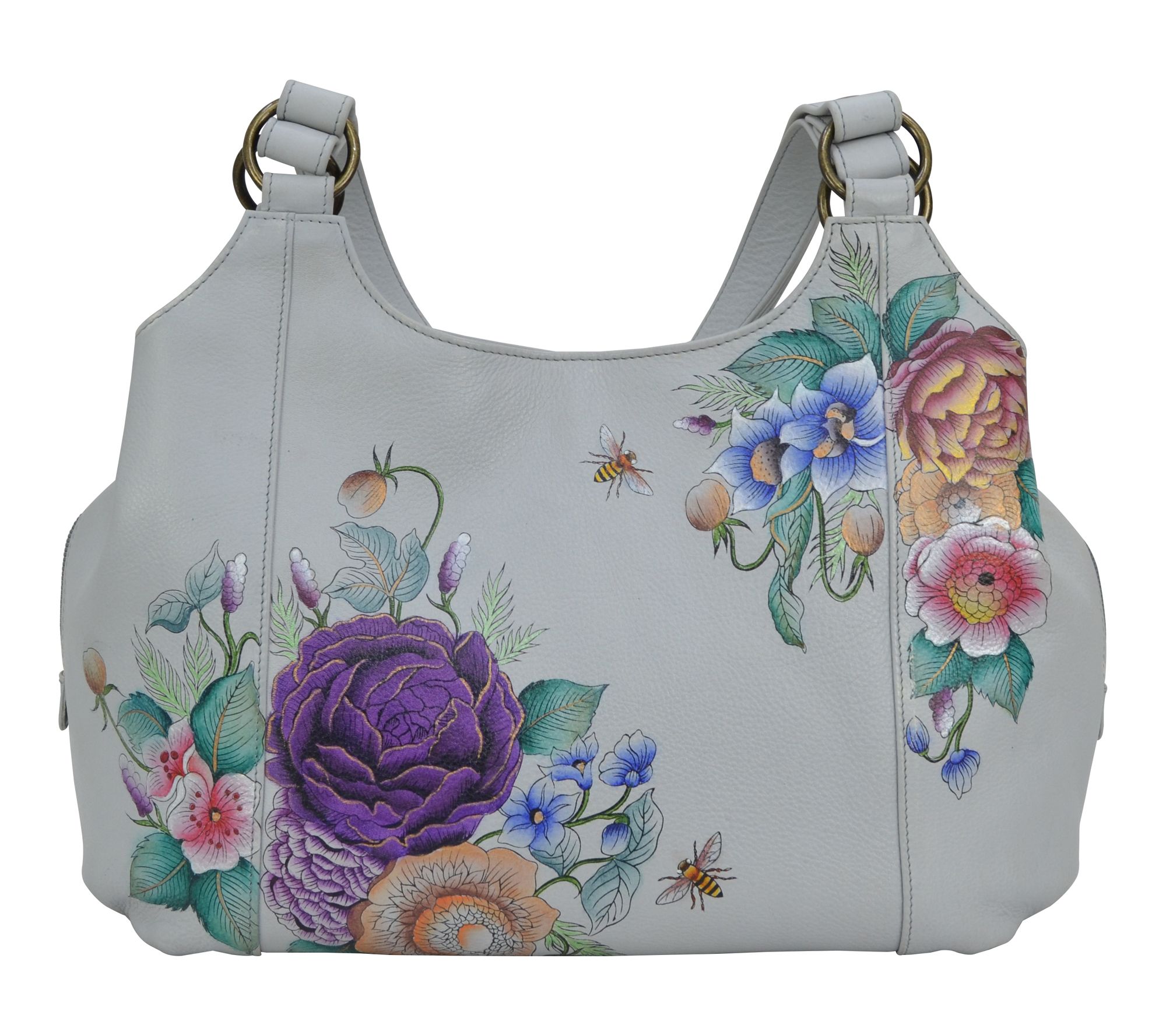 Anushcka Painte d Leather Tripl e Compartment L arge Satchel