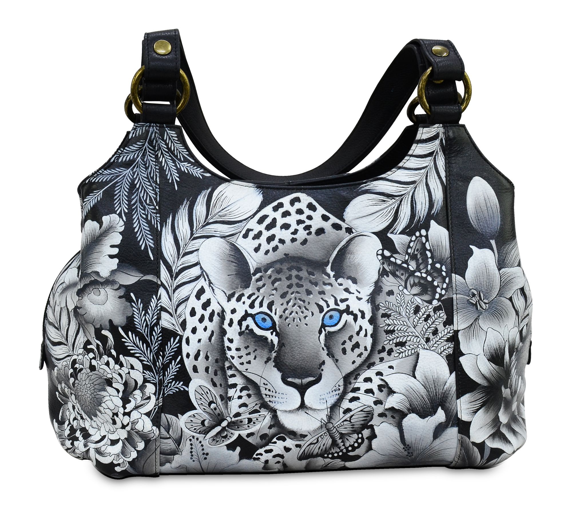 Anushcka Painte d Leather Tripl e Compartment L arge Satchel