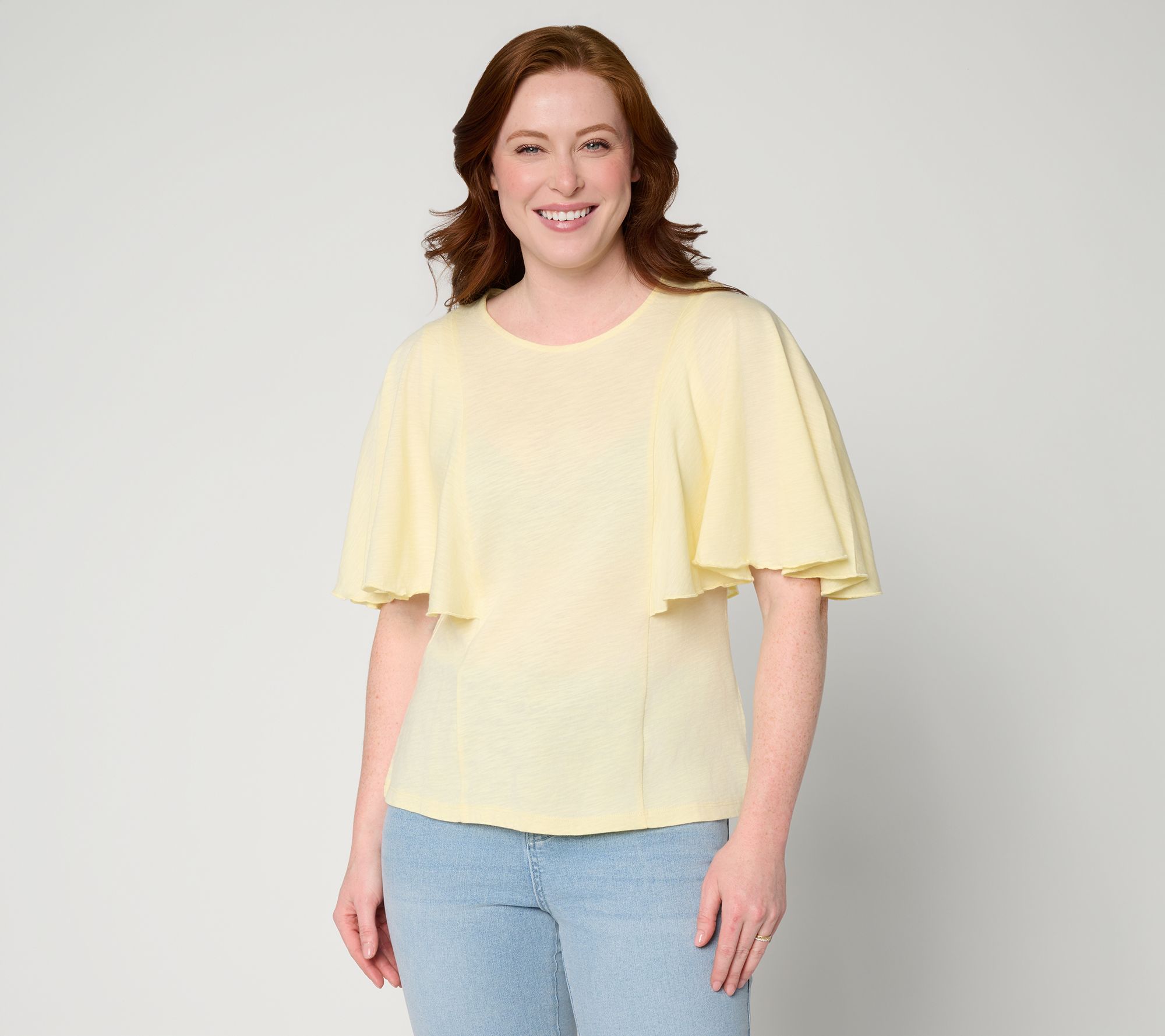 RM Studio x Rebecca Minkoff Cotton Modal Flutter Sleeve Knit Top