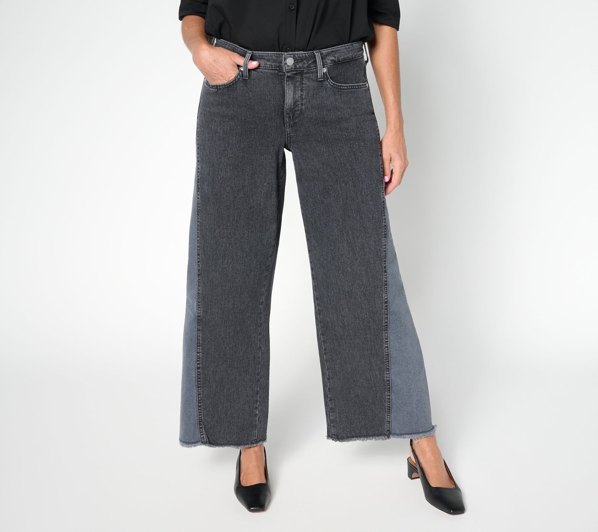 "As Is" NYDJ Teresa Petite Wide Leg Jeans with Contrast Sideseam Gusset