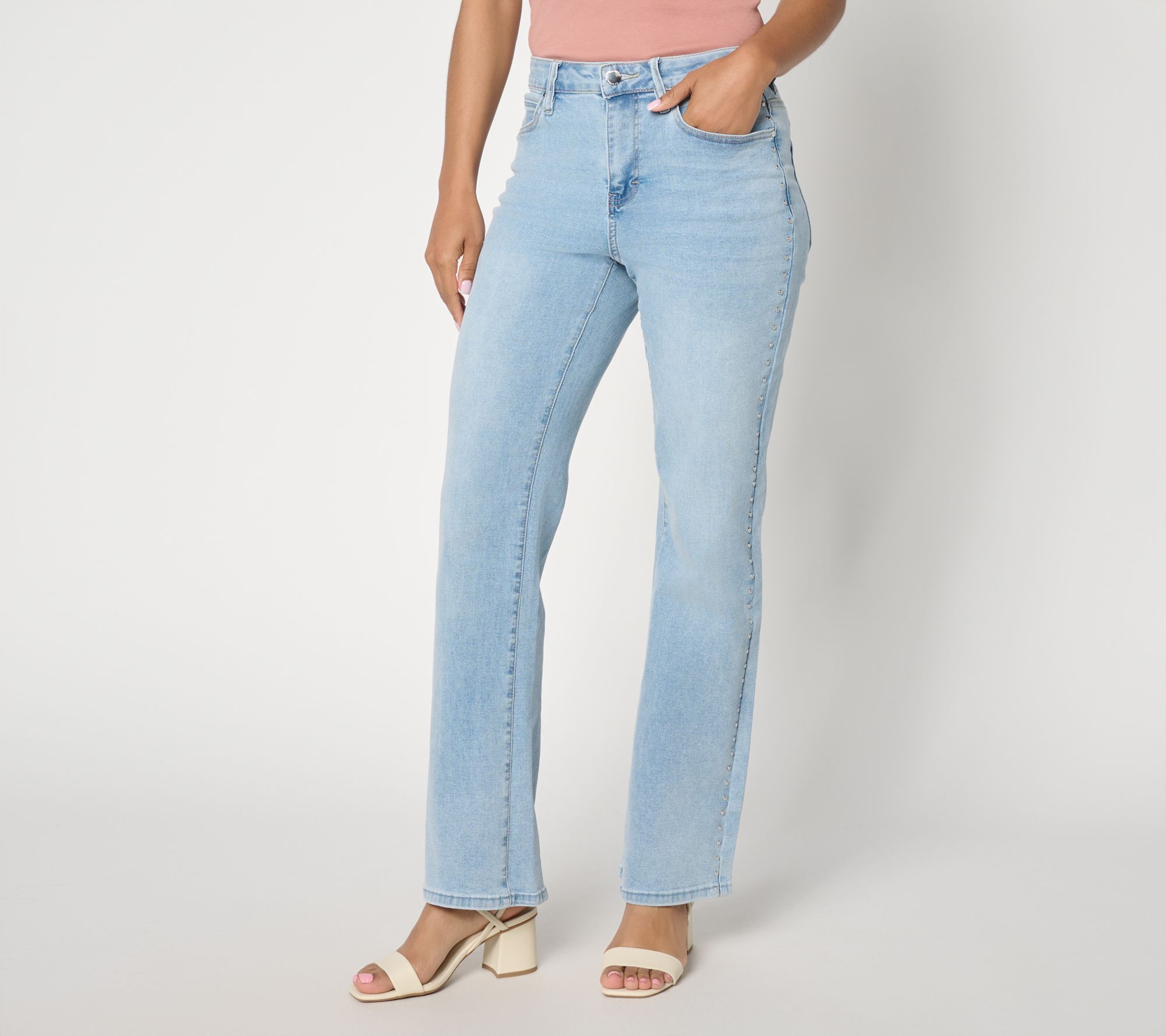RM Studio x Rebecca Minkoff Petite Studded Luxe Stretch Stovepipe Jeans