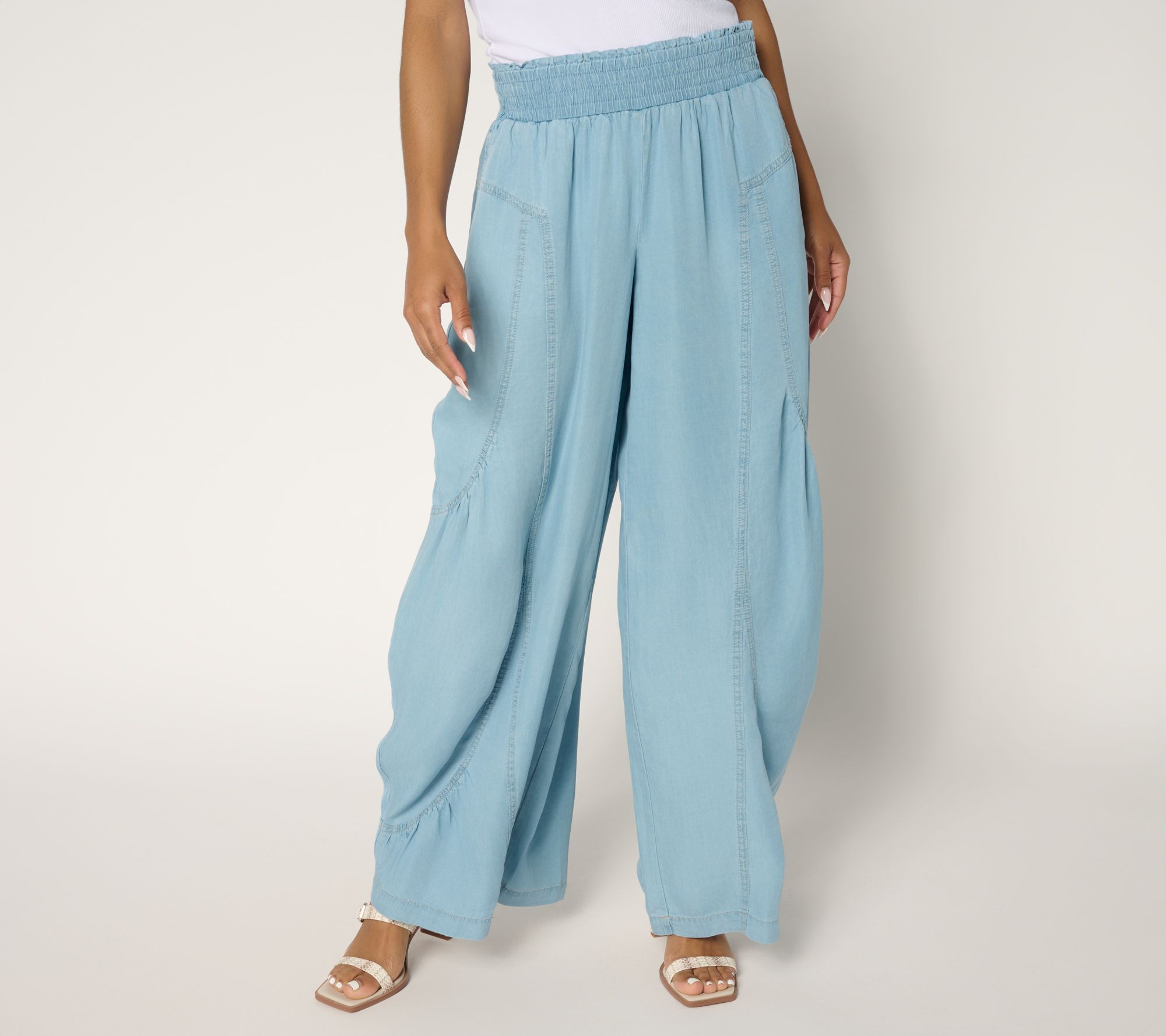 "As Is" Peace Love World Boheme Petite Drapey Lyocell Wide Leg Pants