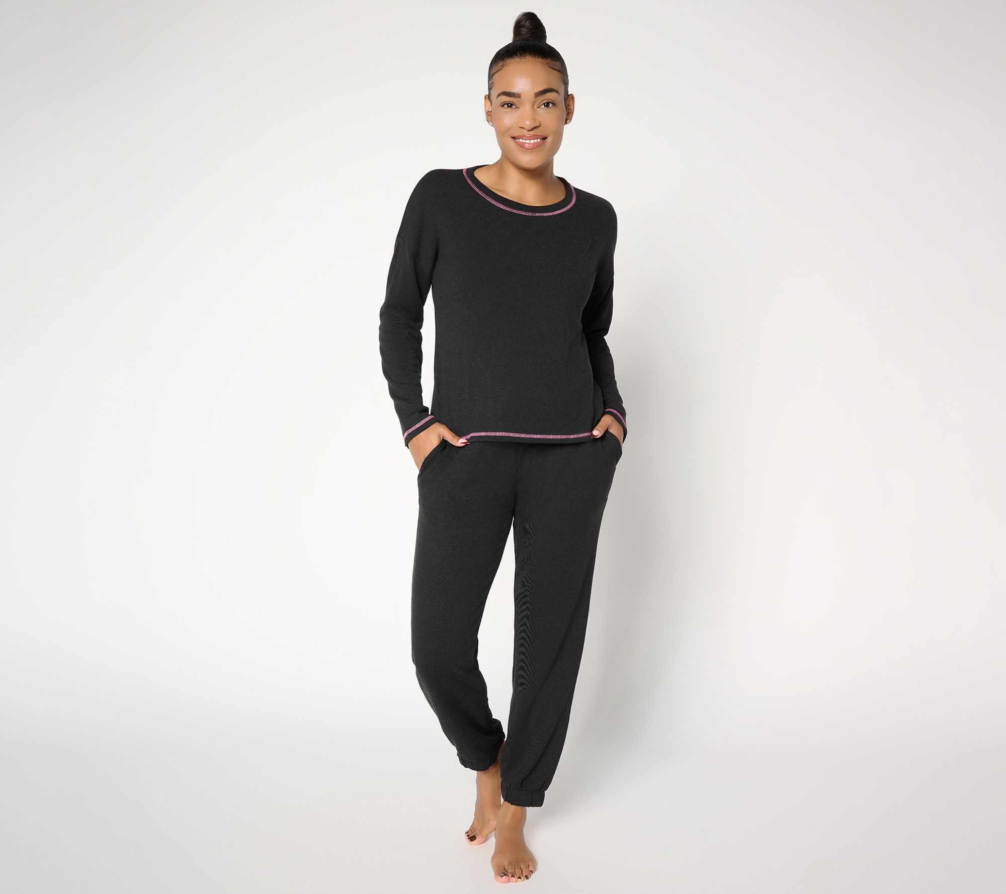 "As Is" MUK LUKS Petite Sweater Knit Crew & Jogger Lounge Set